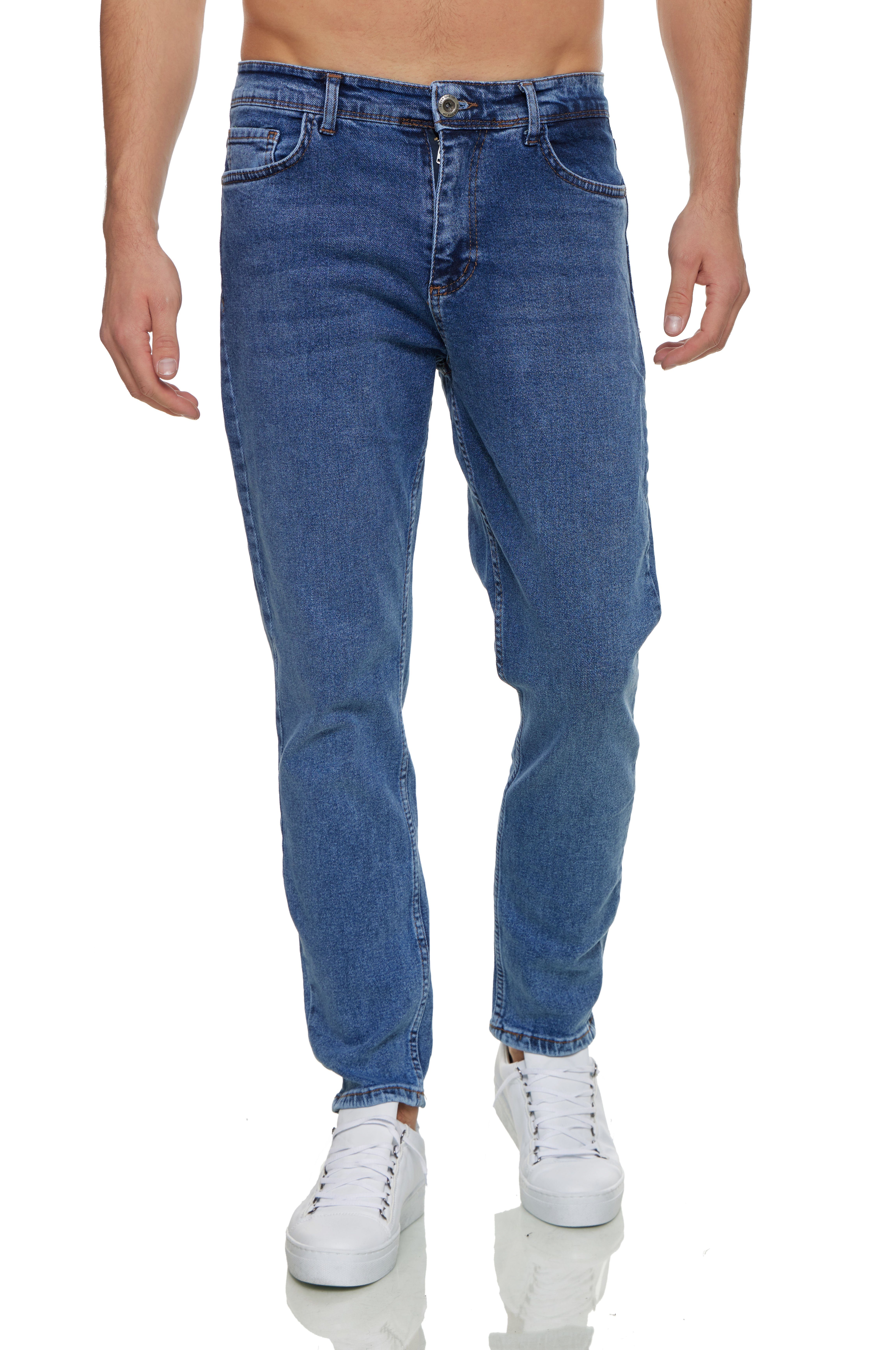 Denim House Loose-fit-Jeans MOM-Fit Jeans Herren einfarbig Basic Stretchdenim