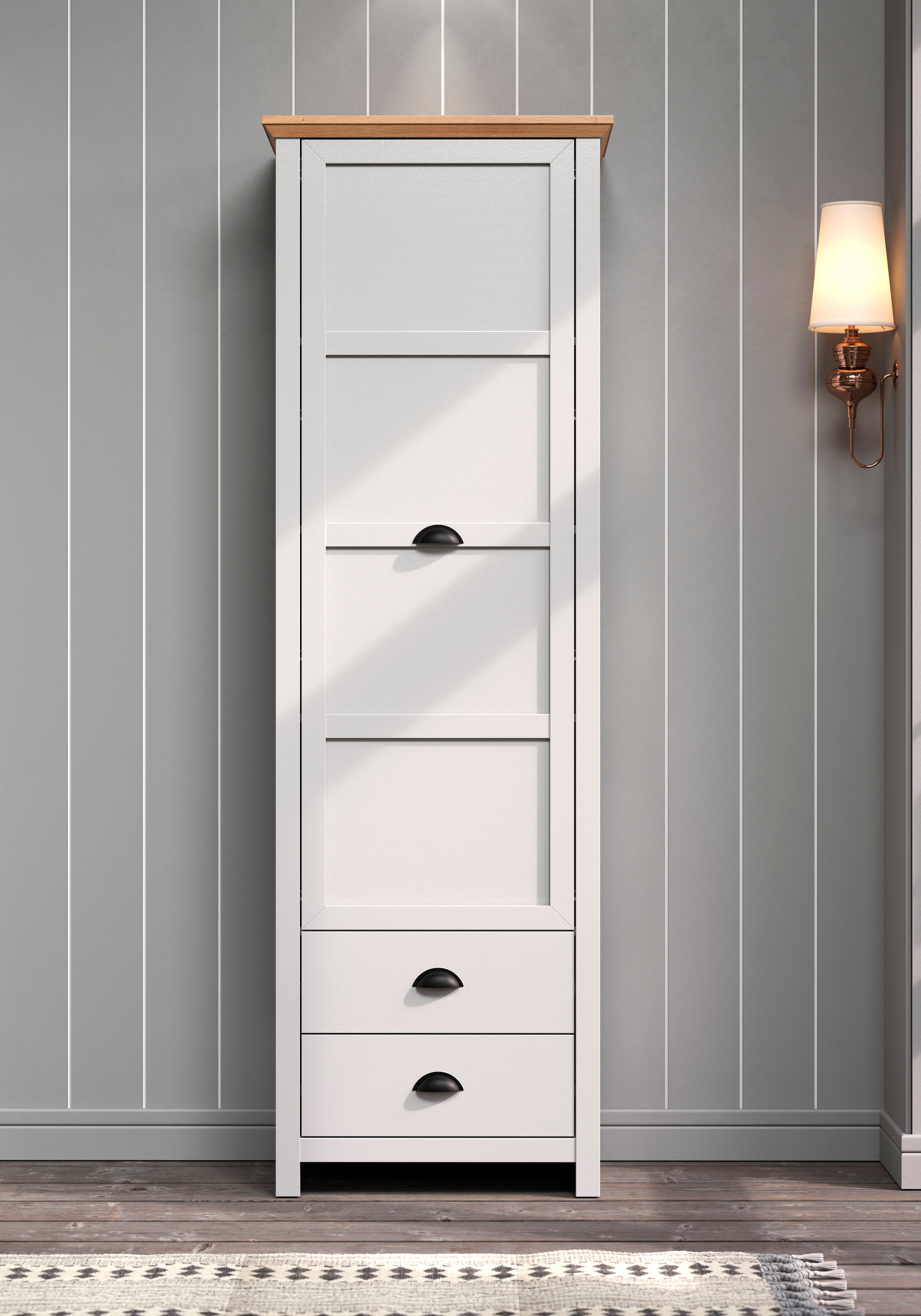 Home affaire Garderobenschrank Herzwill Kleiderschrank, grau, Eiche, Kleiderstange, B/H/T ca.: 65/201/41 cm