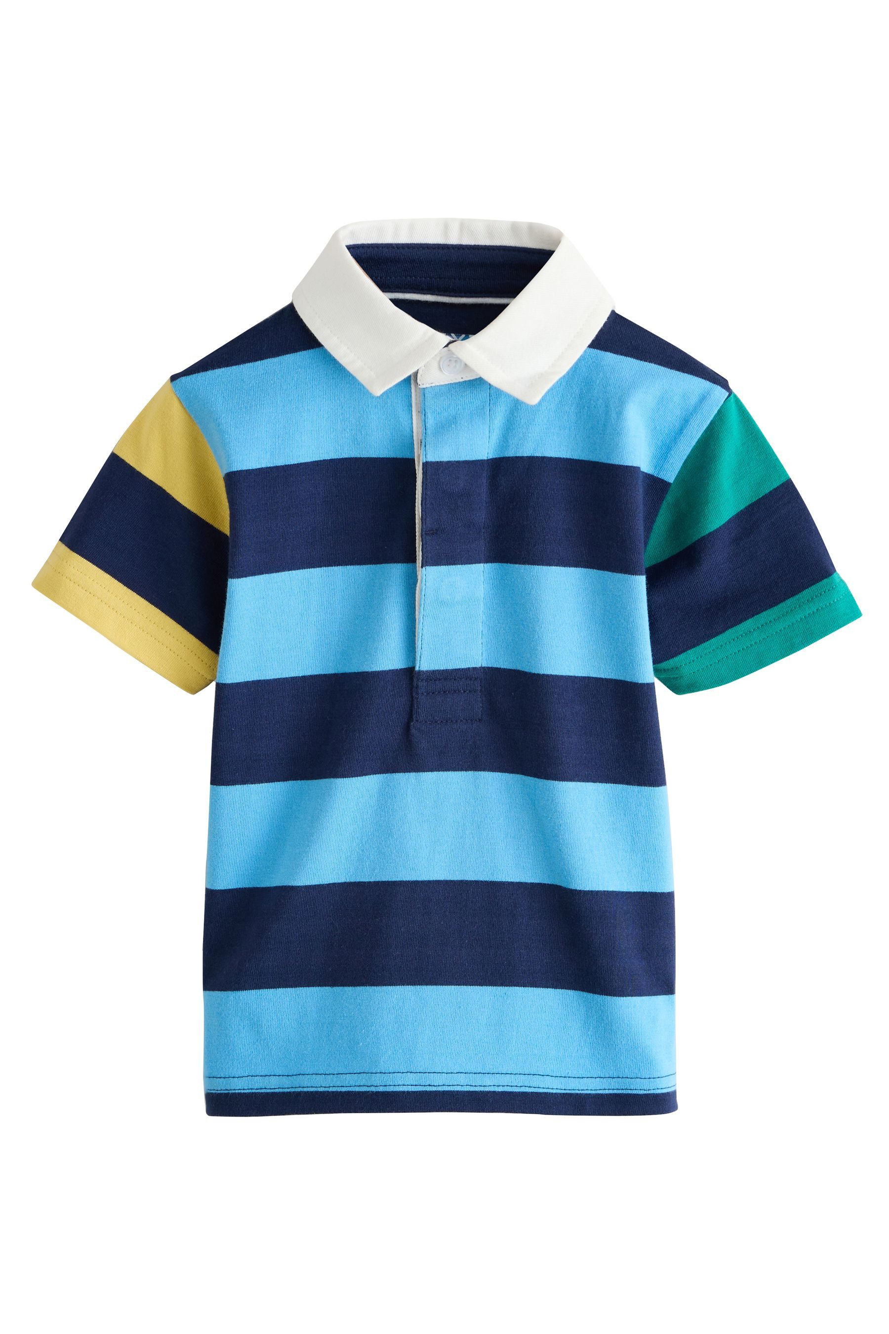 Next Poloshirt Kurzärmeliges Polo-Shirt mit Rugbystreifen (1-tlg)