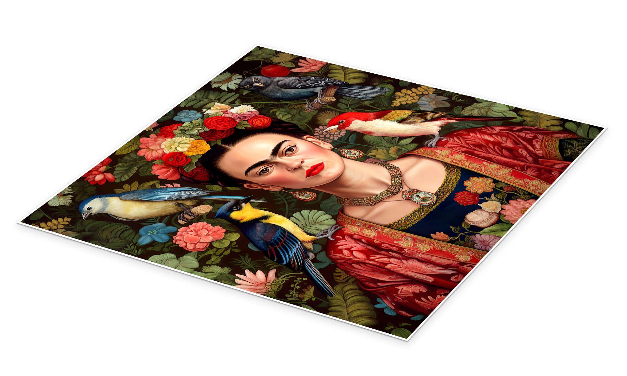 Posterlounge Wandbild Frida Kahlo mit exotischen Vögeln, Mark Ashkenazi, er günstig online kaufen