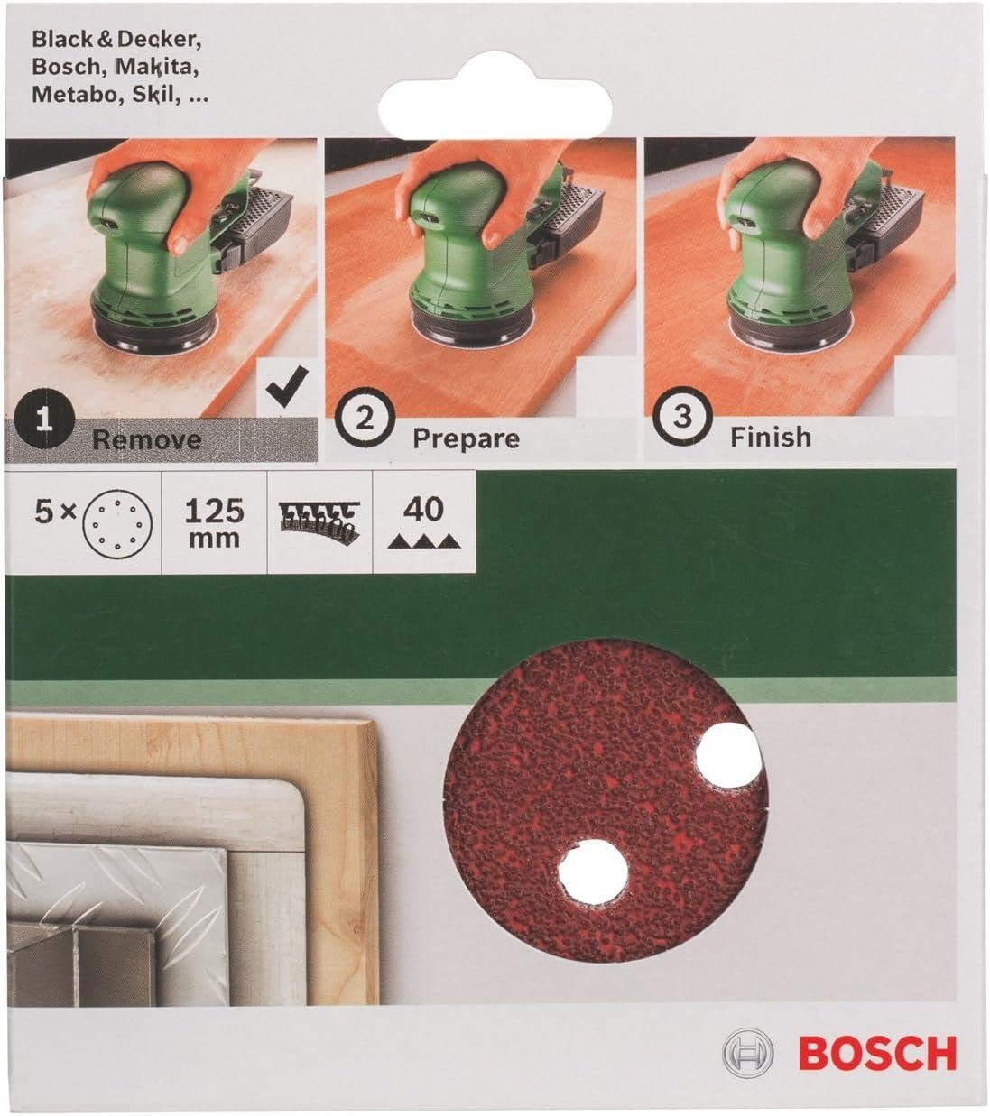 BOSCH Bohrfutter Bosch 5 tlg. Schleifblatt Set Ø 125 mm, Körnung P40 Zubehör Exzenters