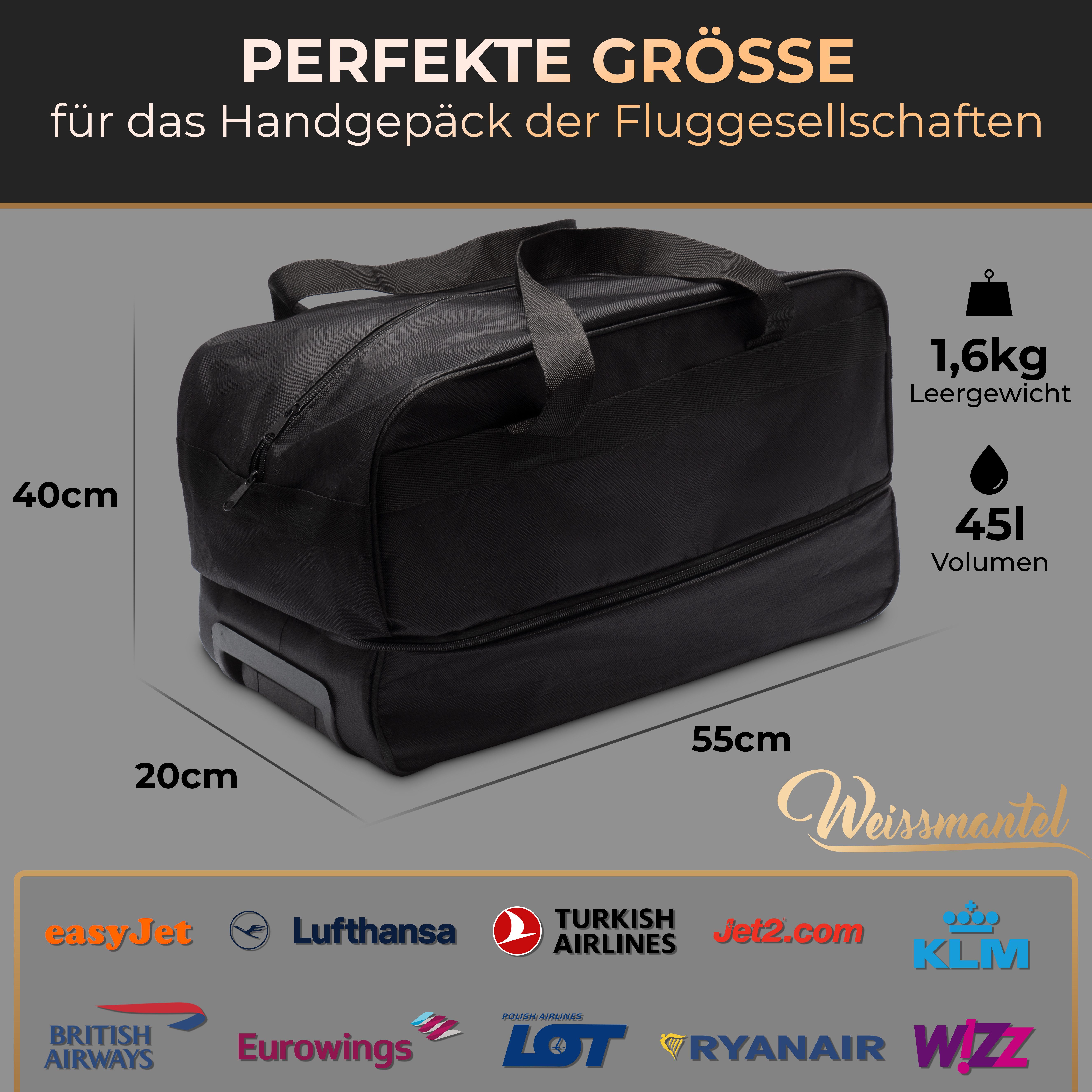 Weissmantel Handgepäck-Trolley Handgepäck Koffer 55x40x25 Reisetasche günstig online kaufen