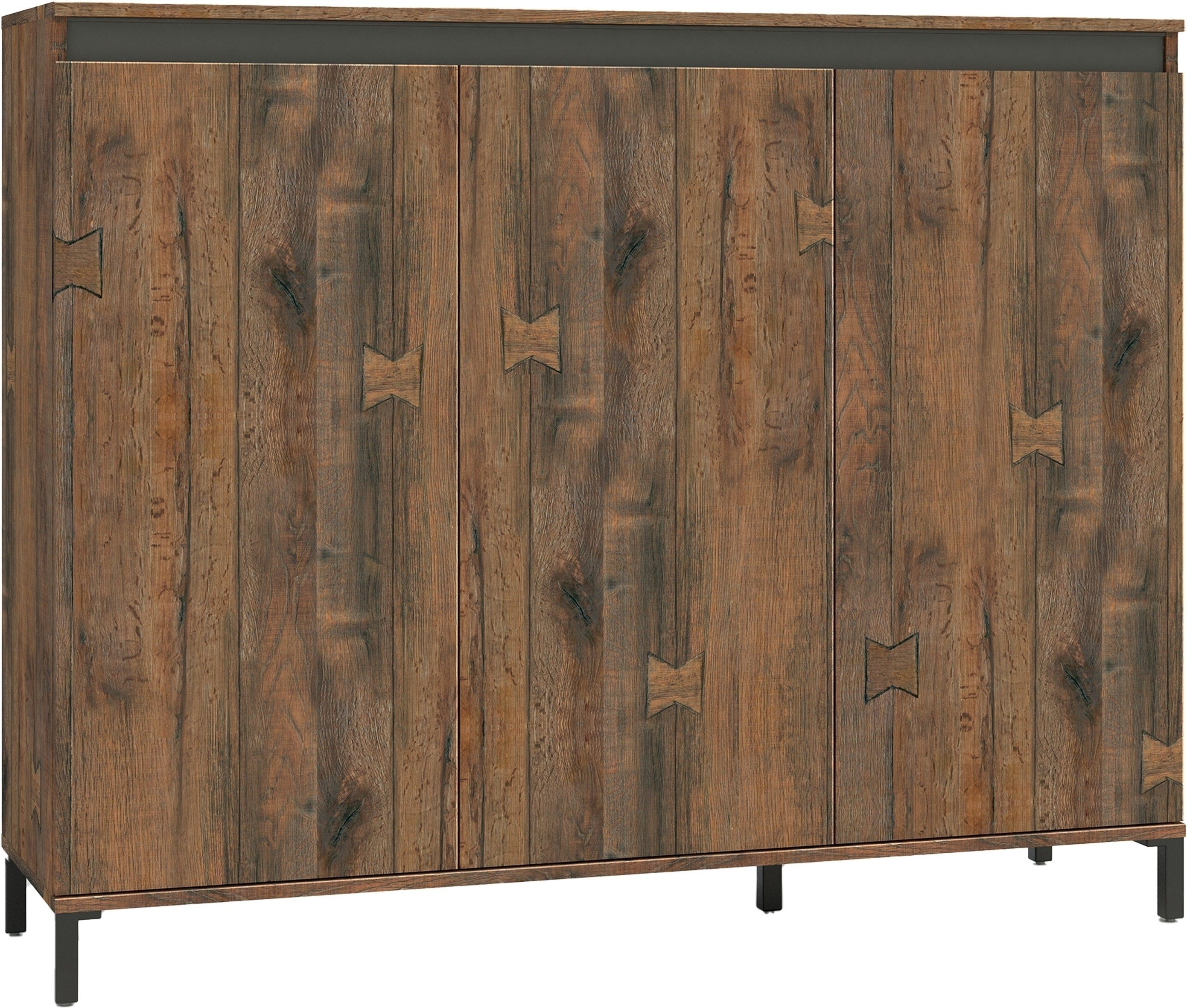 KITALY Schuhschrank in Eiche, Holzwerkstoff - 138x110x40cm (BxHxT)