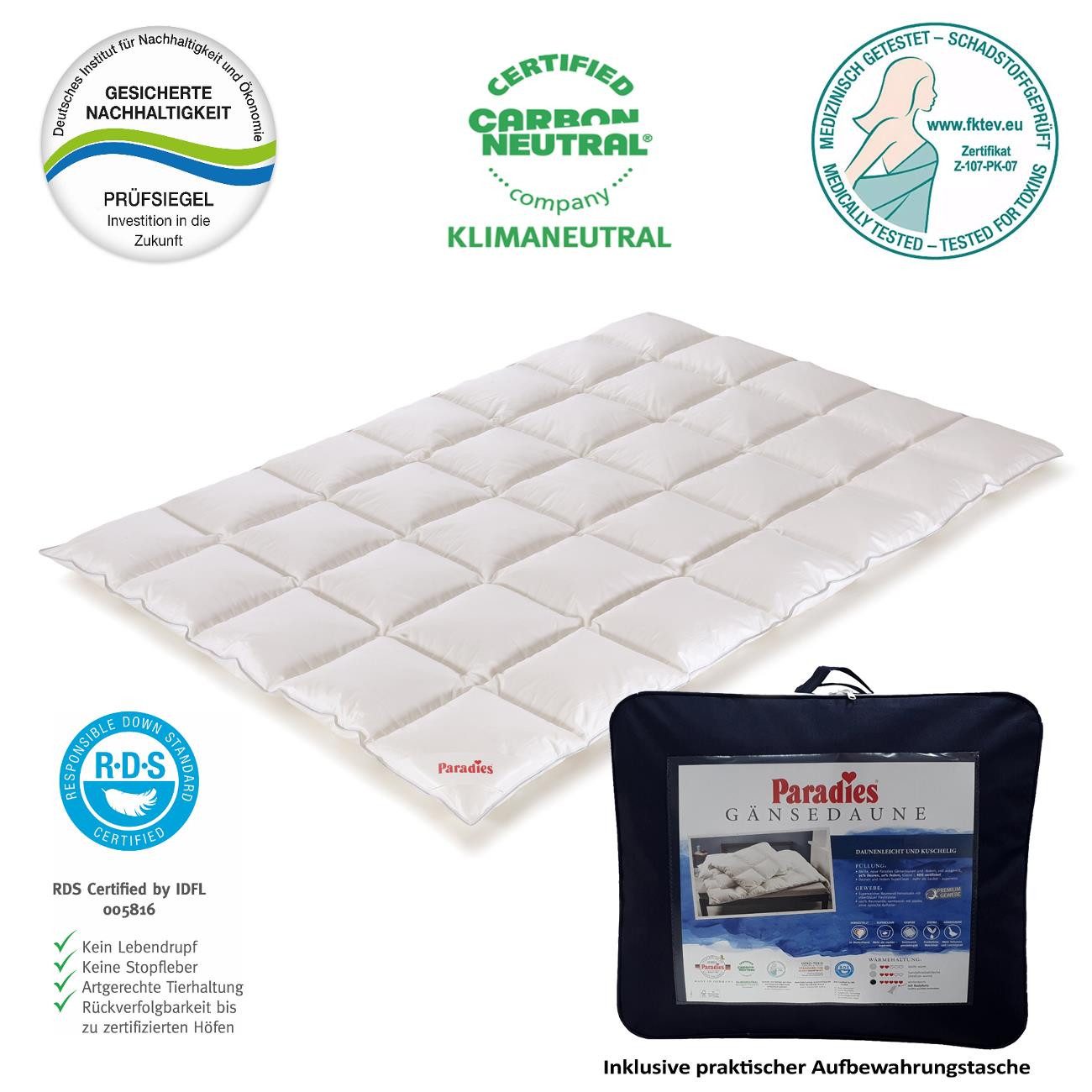 Paradies Daunenbettdecke Paradies Gänsedaunen Bettdecke Daunendecke günstig online kaufen
