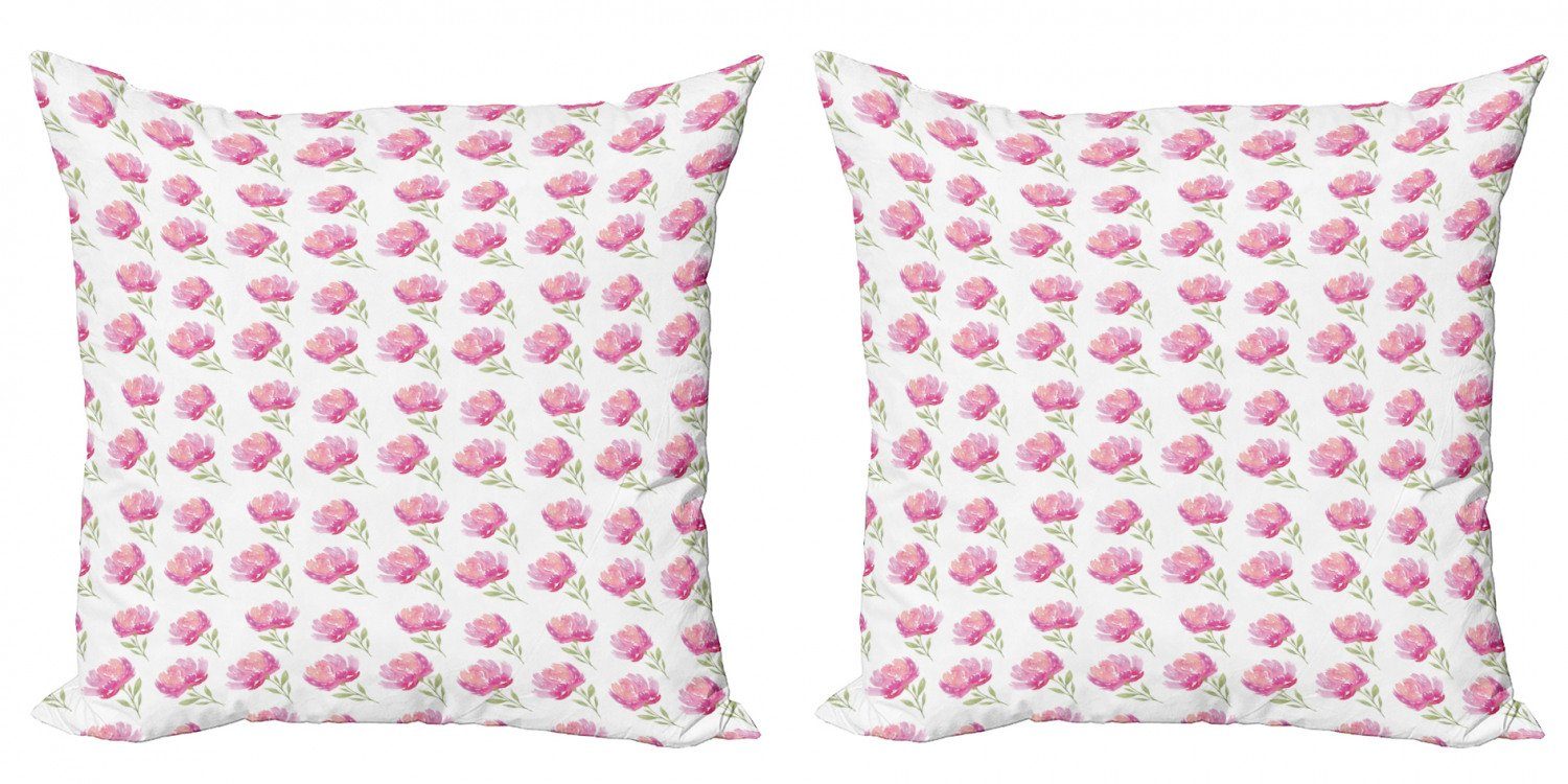 Kissenbezüge Doppelseitiger Stück), Blume Rosa Accent (2 Digitaldruck, Abakuhaus Modern Pfingstrosen-Garten