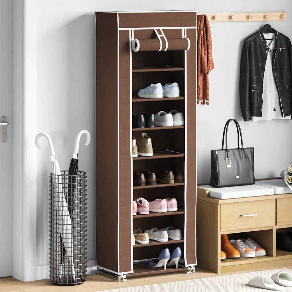 furnicato Schuhschrank 57x29x162 cm Braun mit 8 Schichten und Vliesstoff (1-St)