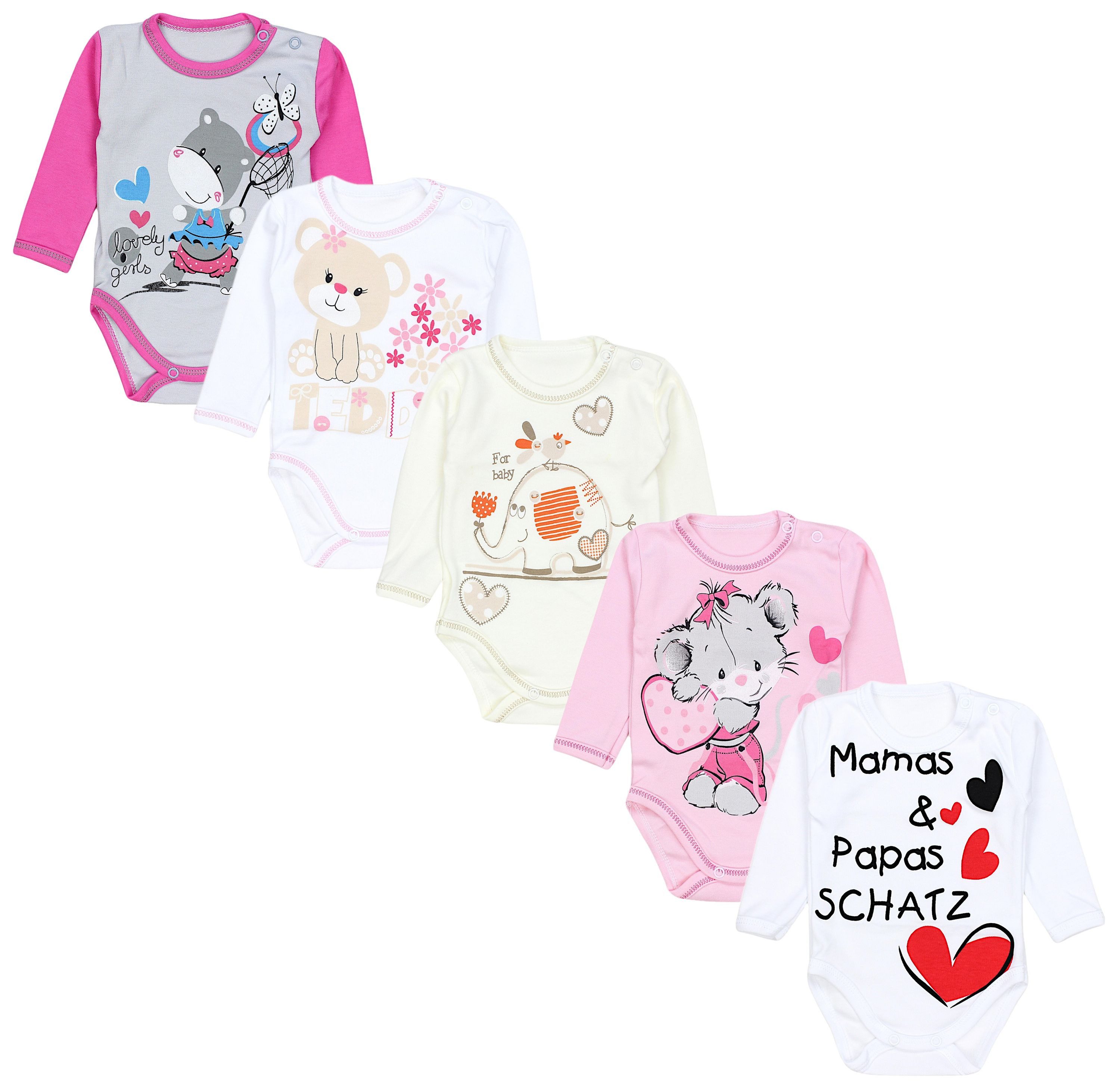 TupTam Langarmbody TupTam Unisex Baby Langarm-Body mit Aufdruck 5er Set