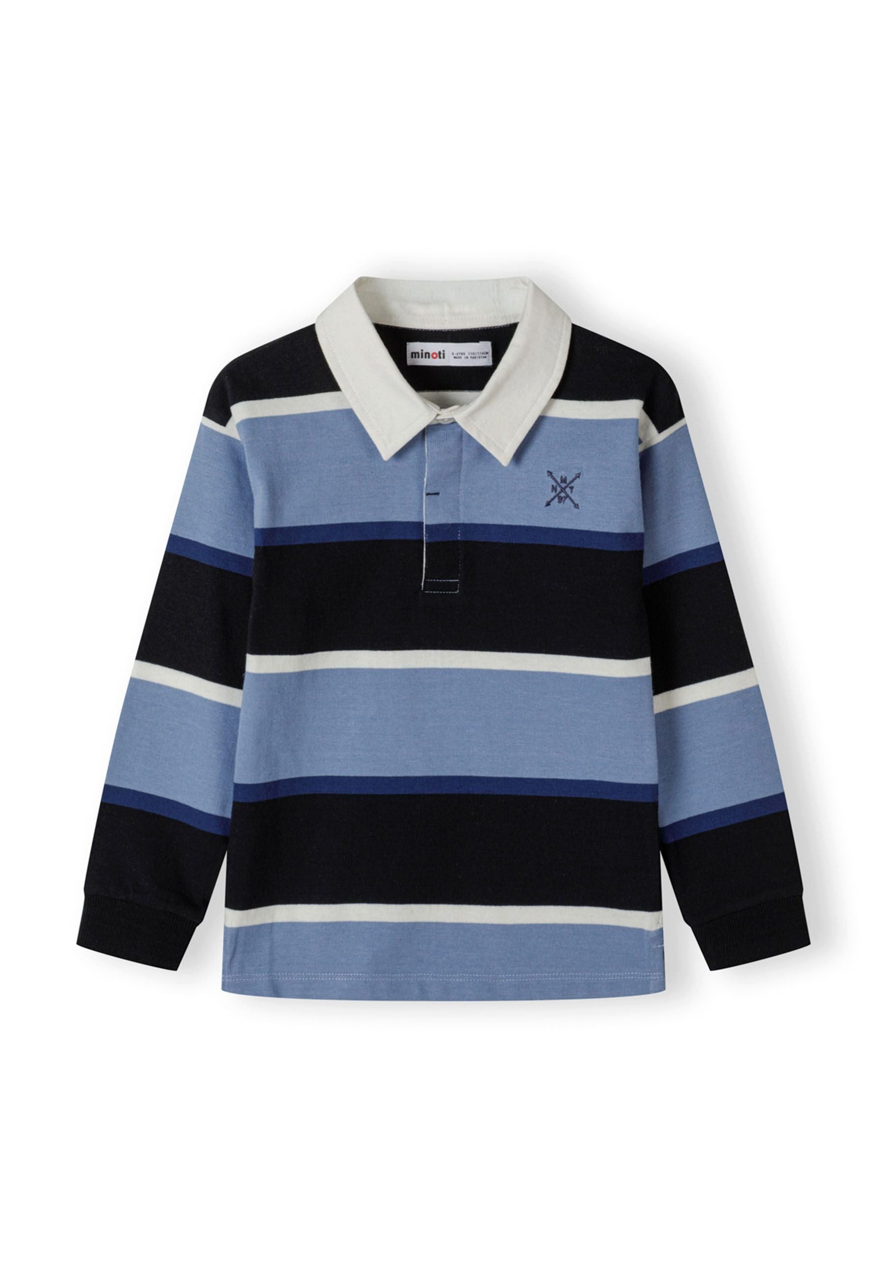 MINOTI Langarm-Poloshirt für Jungen im Rugby-Stil, gestreift (1-tlg)