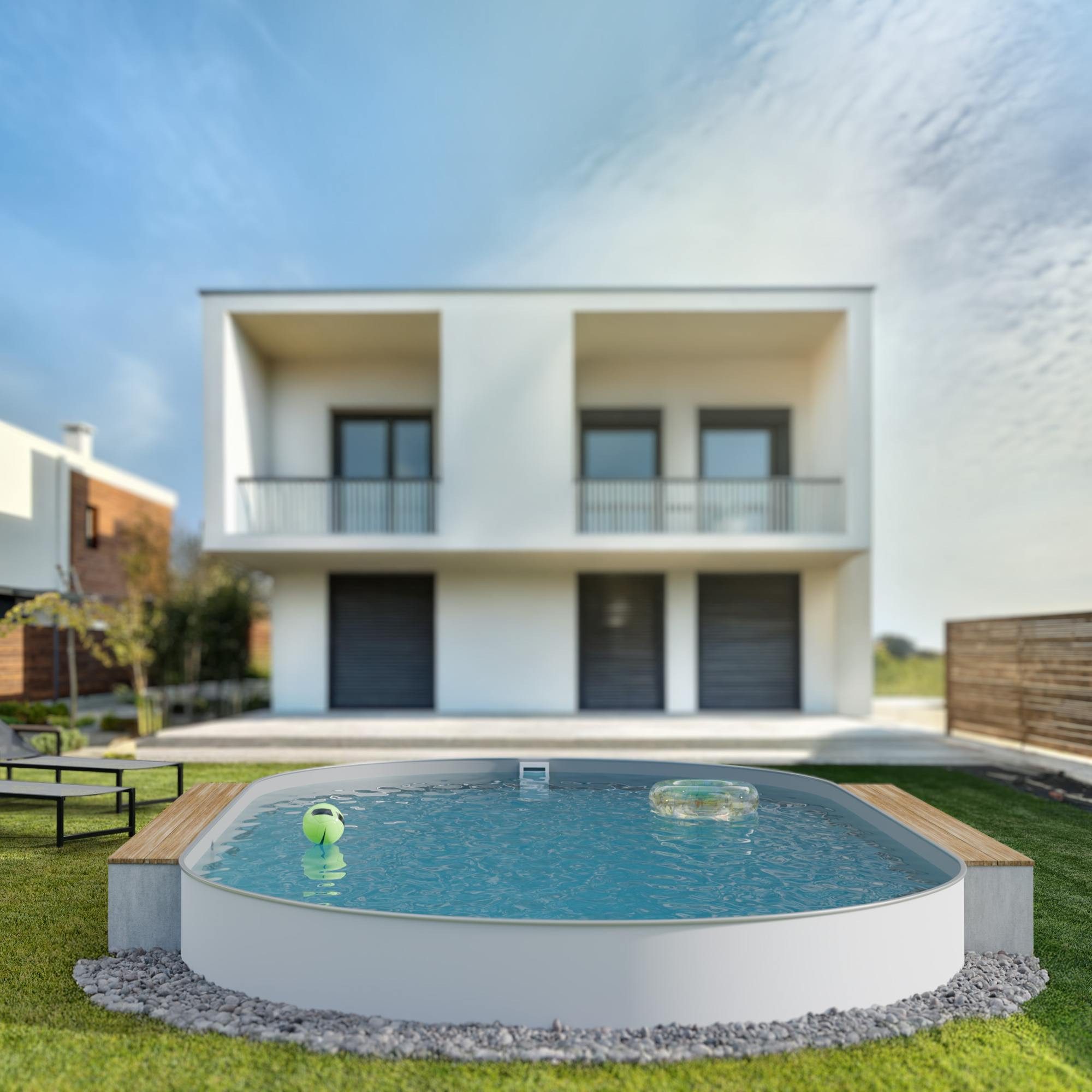 Fresh-Pool Ovalpool Fresh-Pool Profi Stahlwandpool Set oval, 525x320x1 (1-tlg), verzinkte Stahlwand