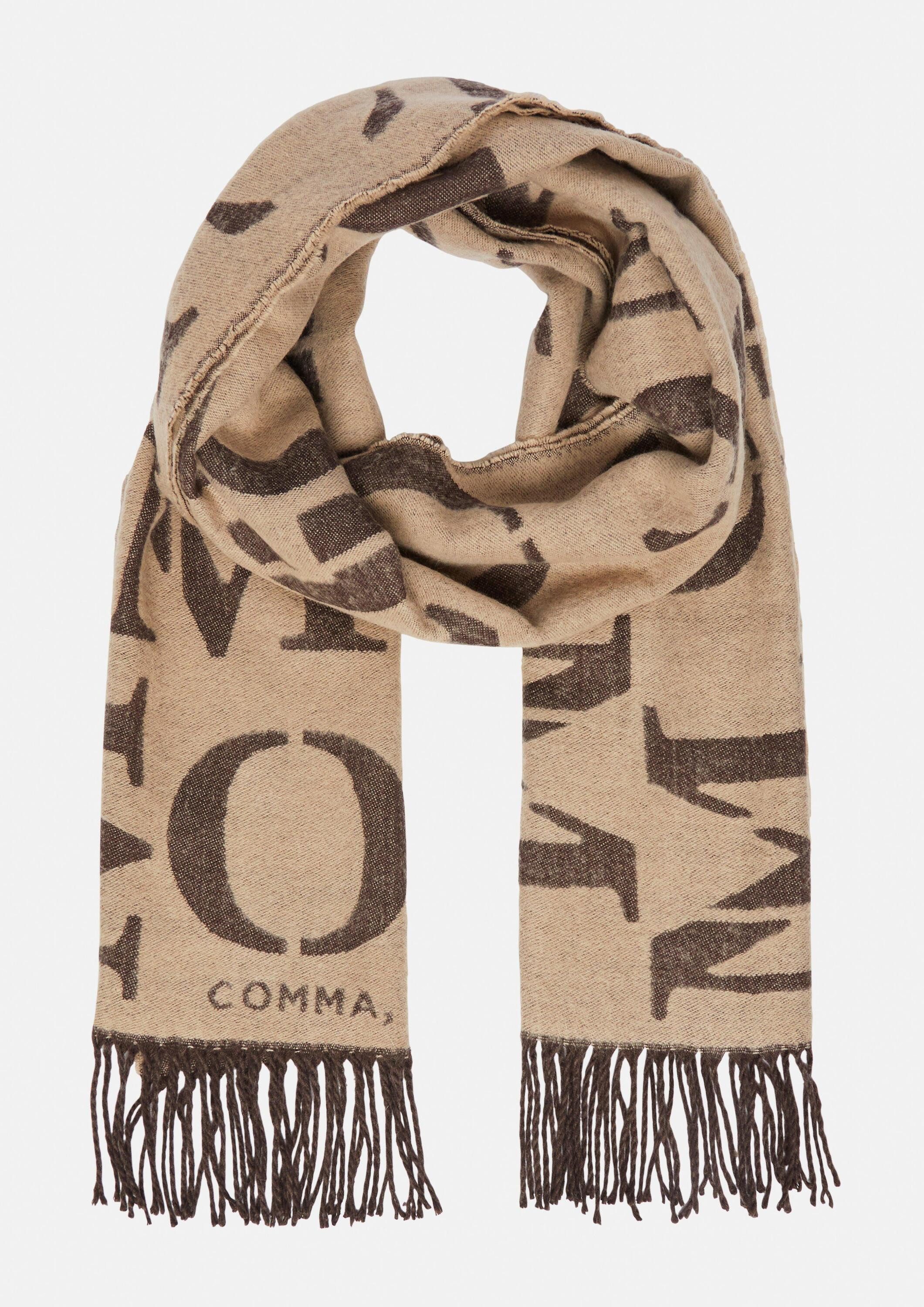 comma Schal Tuch, Weicher Wendeschal mit Fransen und Logo-Artwork