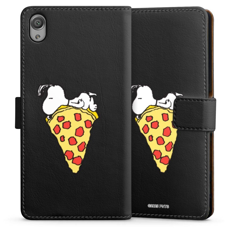 DeinDesign Handyhülle Peanuts Pizza Snoopy Snoopy Pizza, Sony Xperia X Hülle Flip Case Klapphülle Handytasche Leder