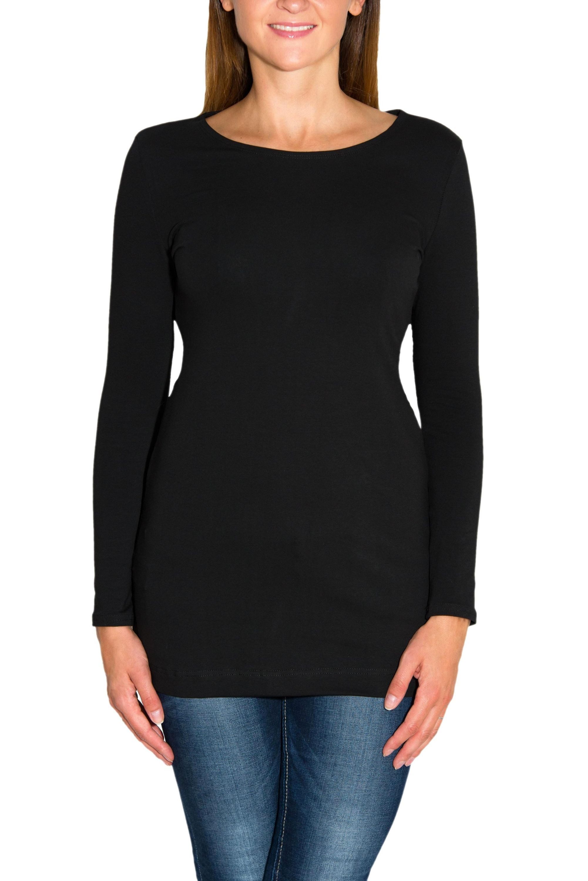 Alkato Langarmshirt Alkato Damen Langarm Longshirt Langarmshirt Tunika Basic Shirt