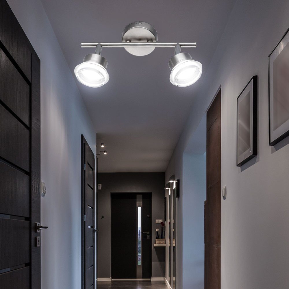 WOFI LED Deckenleuchte, LED-Leuchtmittel fest verbaut, Warmweiß, LED Wand Decken Leuchte Wohnraum Spot Lampe Chrom Licht Schiene