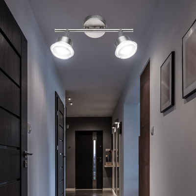 WOFI LED Deckenleuchte, LED-Leuchtmittel fest verbaut, Warmweiß, LED Wand Decken Leuchte Wohnraum Spot Lampe Chrom Licht Schiene