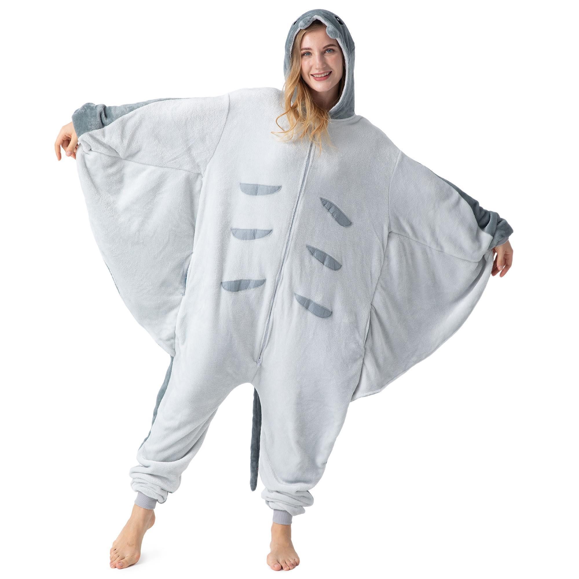 Corimori Partyanzug Flauschiges Manta Rochen-Kostüm für Erwachsene,  Kostüm Onesie, Jumpsuit, Pyjama, Fasching, Kigurumi, Tiere, Manta Rochen "Graham"