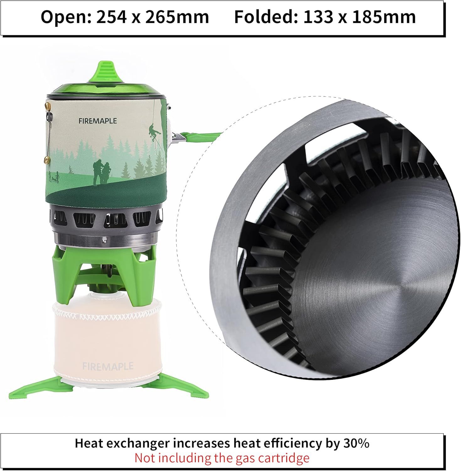 LA CUTE Gaskocher Campingkocher mit Piezo-Zündung und Wärmetauscher Outdoor, (Tragbares Camping-Kochset mit Topf, Deckel und Zubehör, Komplettes Outdoor-Kochsystem für 1–2 Personen mit Zubehör), Kompakter Campingkocher mit Wärmetauscher und Piezo-Zündung