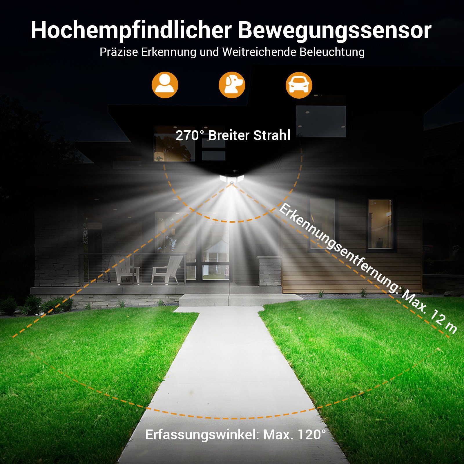 Novostella LED Solarleuchte Solarleuchte LED Solarlampe Fluter mit IR-Fernbedienung Außen Garten, LED fest integriert, LED Solar Lampe – Bild 4 von 5