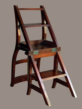 moebelfaktor Esszimmerstuhl Leiterstuhl Mahagoni lackiert (1 St), Leiter und Stuhl in einem, komplett montiert geliefert