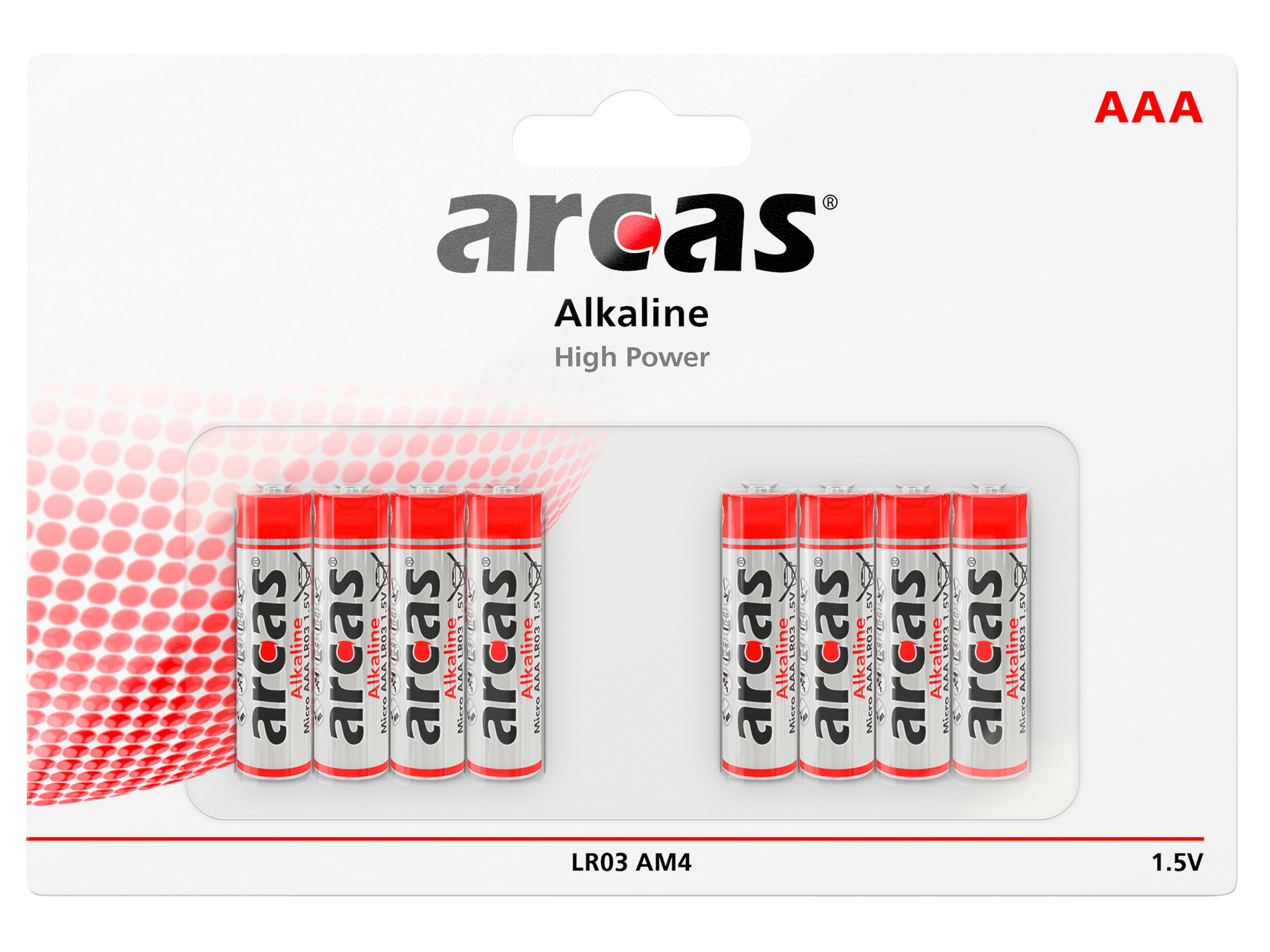 LR03, V, Alkaline Batterie 8 Batterie 1,5 AAA, Micro, ARCAS Arcas