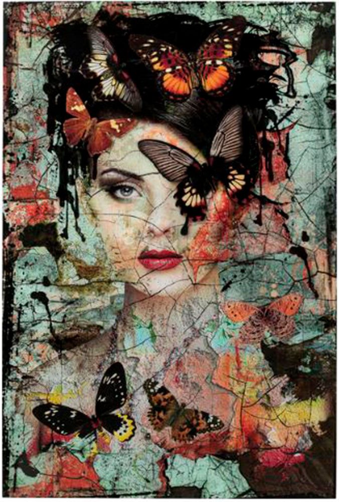 Kare Design Glasbild Lady Butterfly 75x55cm