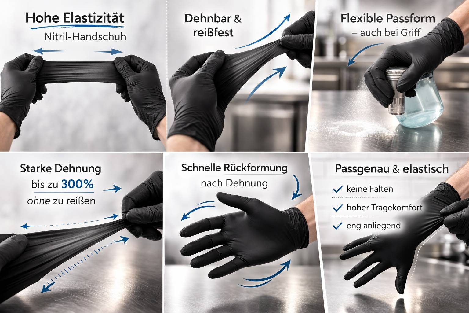 PACKEO Nitril-Handschuhe Puderfrei, Professionelle Einmalhandschuhe - Schwarz - (100-St., - Gr. XL)