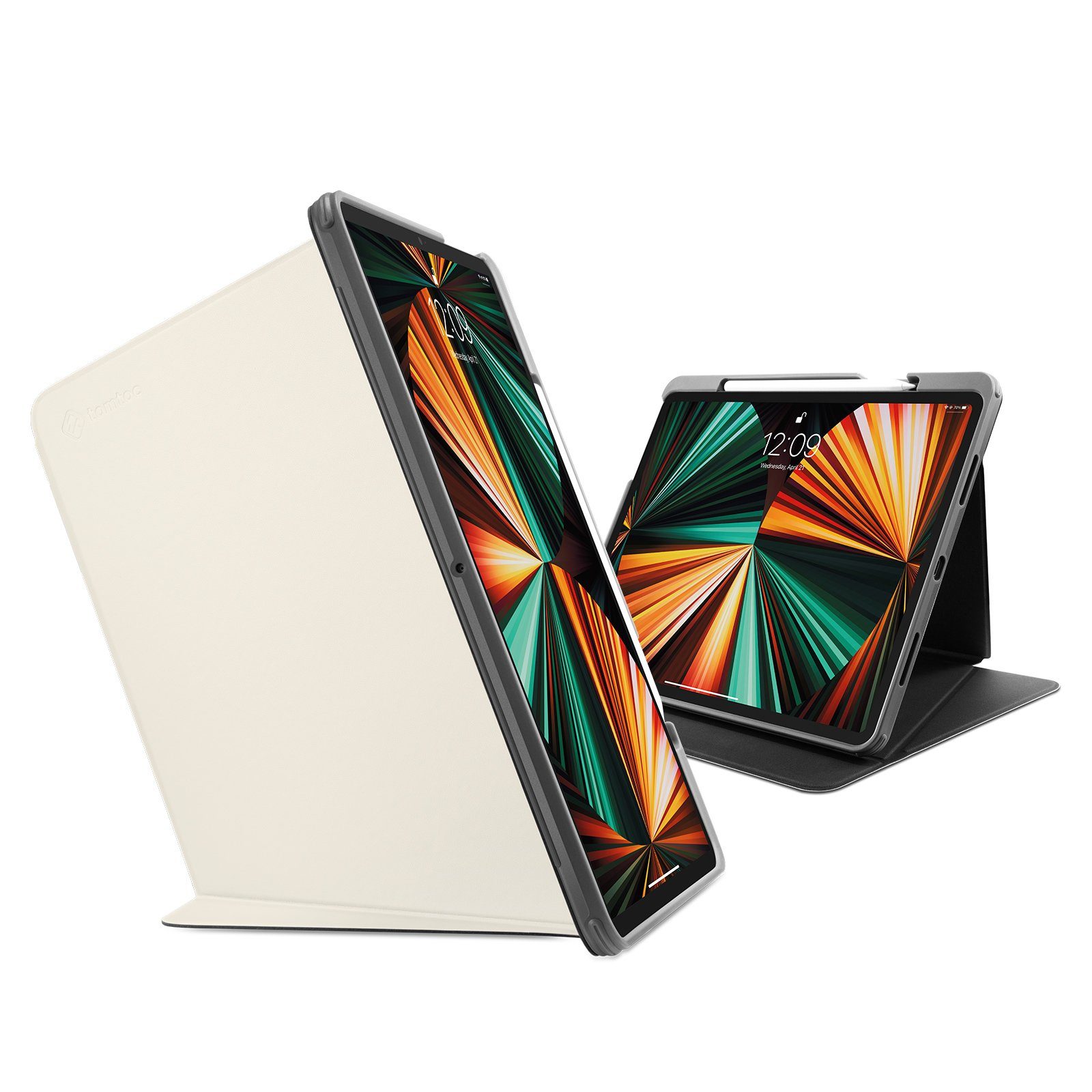 tomtoc Tablet-Hülle 12,9 Zoll iPad Pro (5. Generation) Hülle, mit  Vertikal/Horizontal Standpositionen, Stifthalter, Auto Sleep/Wake Funktion
