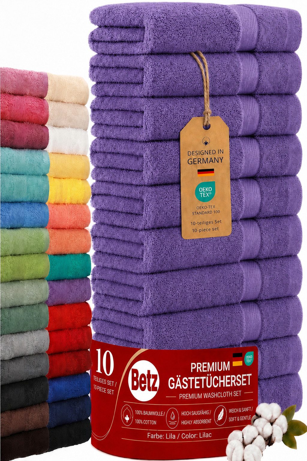 Betz Gästehandtücher 10 tlg. Gästehandtücher-Set PREMIUM 100 % Baumwolle 30x50cm, 100% Baumwolle (10-St)