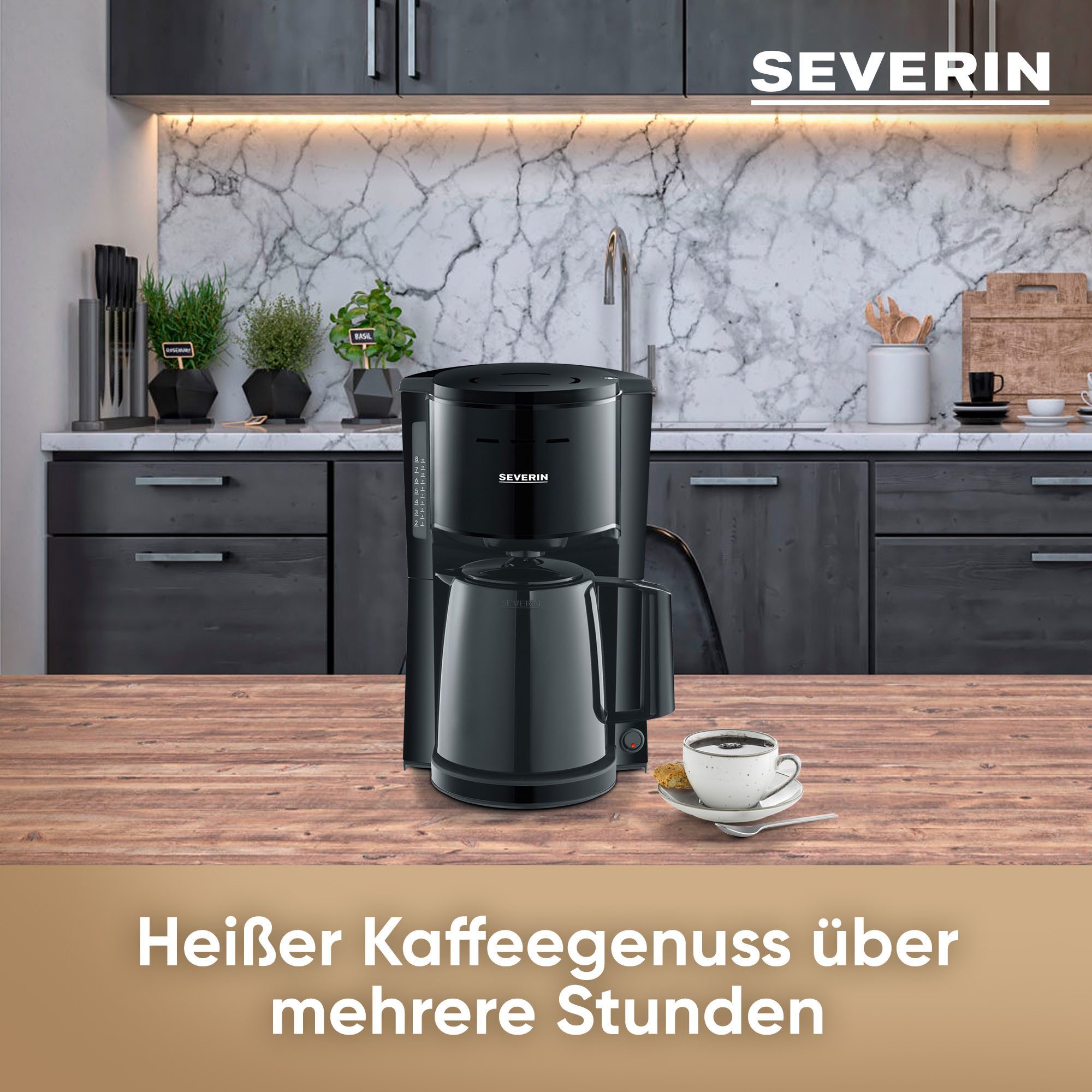 Severin Filterkaffeemaschine KA 9306, 1l Kaffeekanne, Papierfilter 1x4, Thermokanne mit Durchbrühdeckel