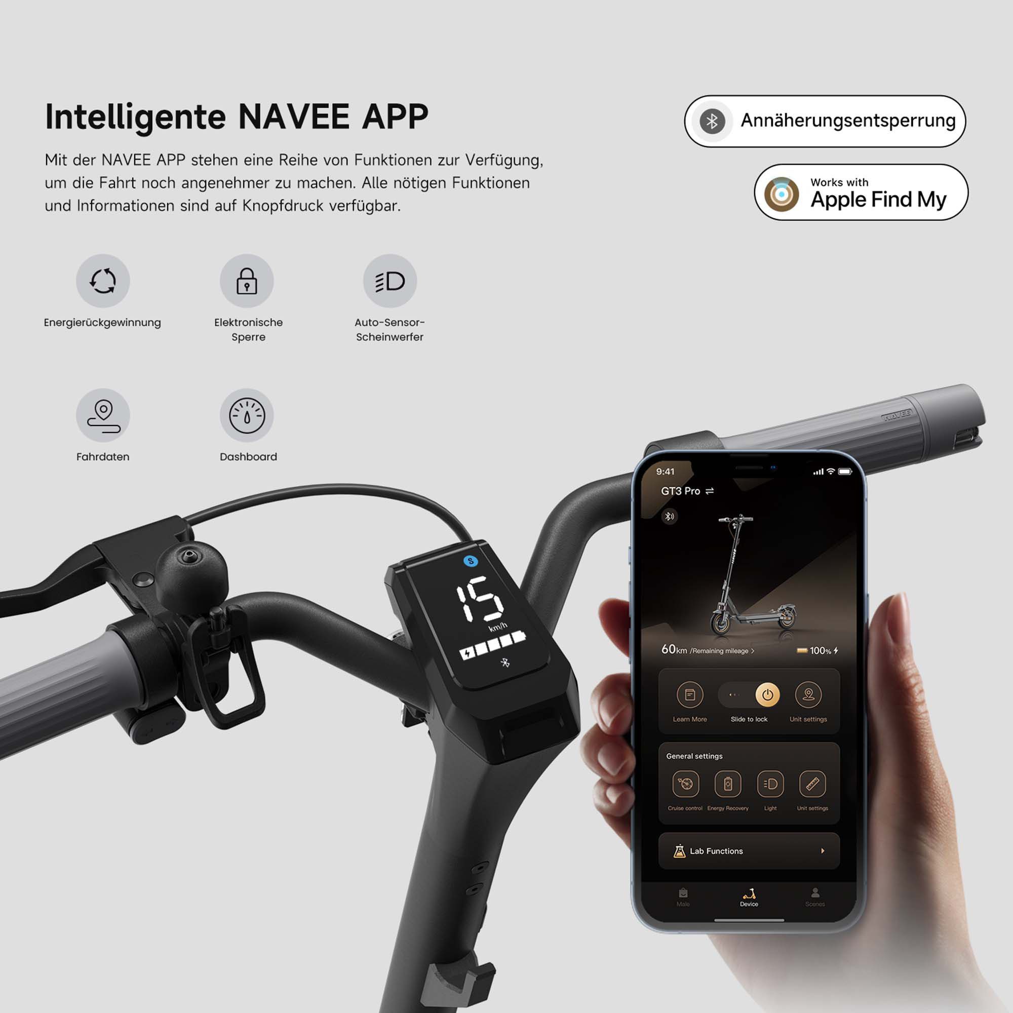 NAVEE E-Scooter GT3 Pro Electric Scooter (DE Version), 400 W, 20 km/h, (pack)