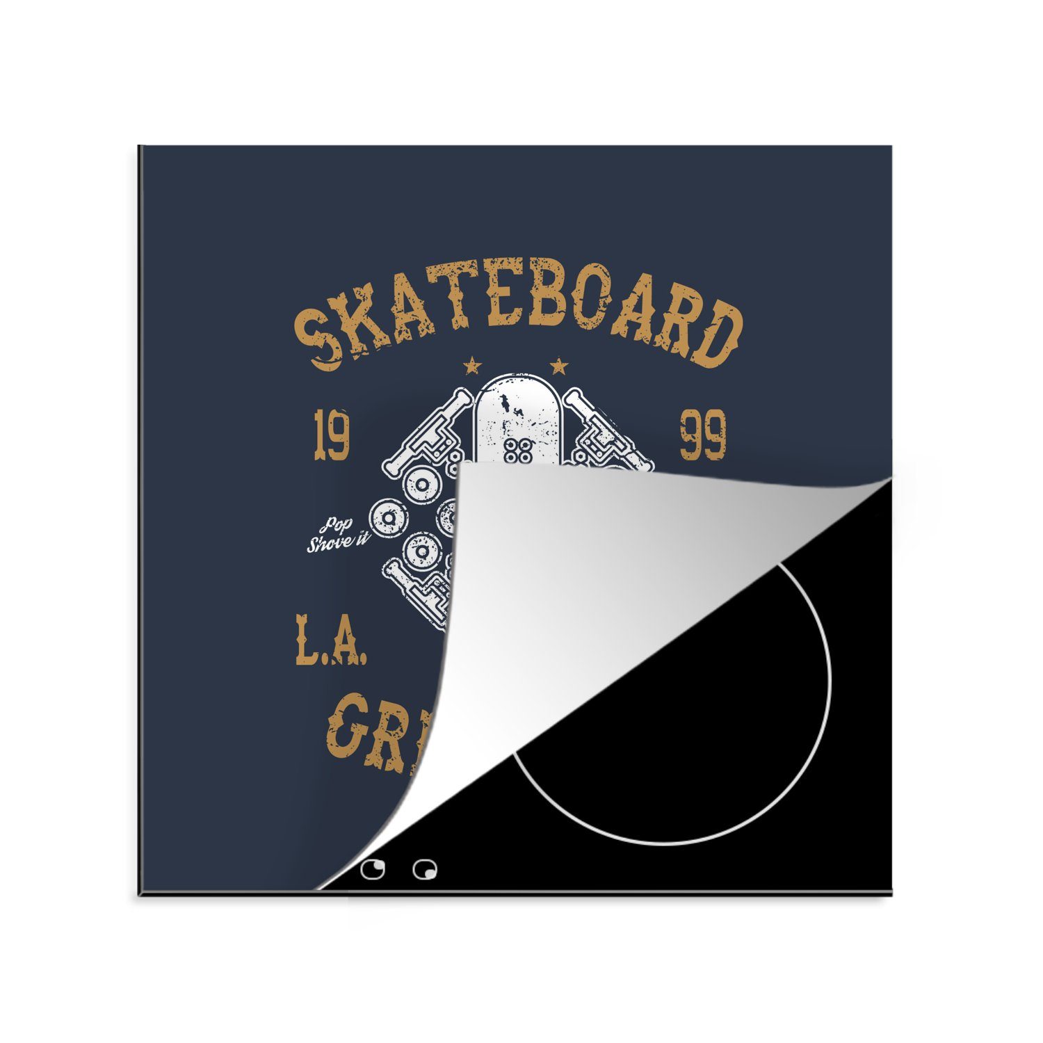 Herdblende-/Abdeckplatte - (1 MuchoWow cm, - 78x78 Zitat, Retro tlg), Skateboard für küche Vinyl, - Arbeitsplatte Ceranfeldabdeckung, Weiß