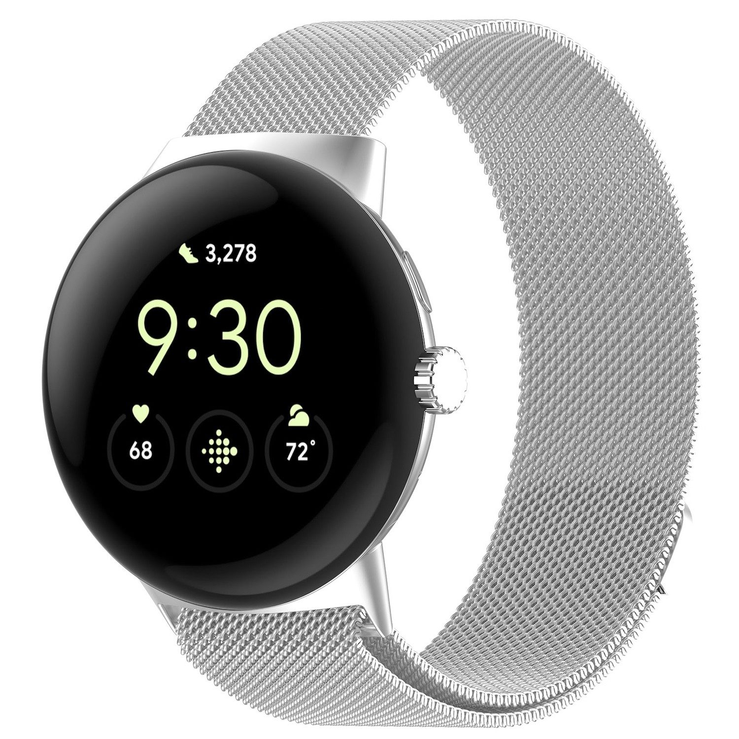 Wigento Smartwatch-Armband Metall Magnetverschluss für Google Pixel Watch 5 / 4 / 3 / 2 / 1 45mm, Milanaise Edelstahlarmband mit verstellbarem Magnetverschluss