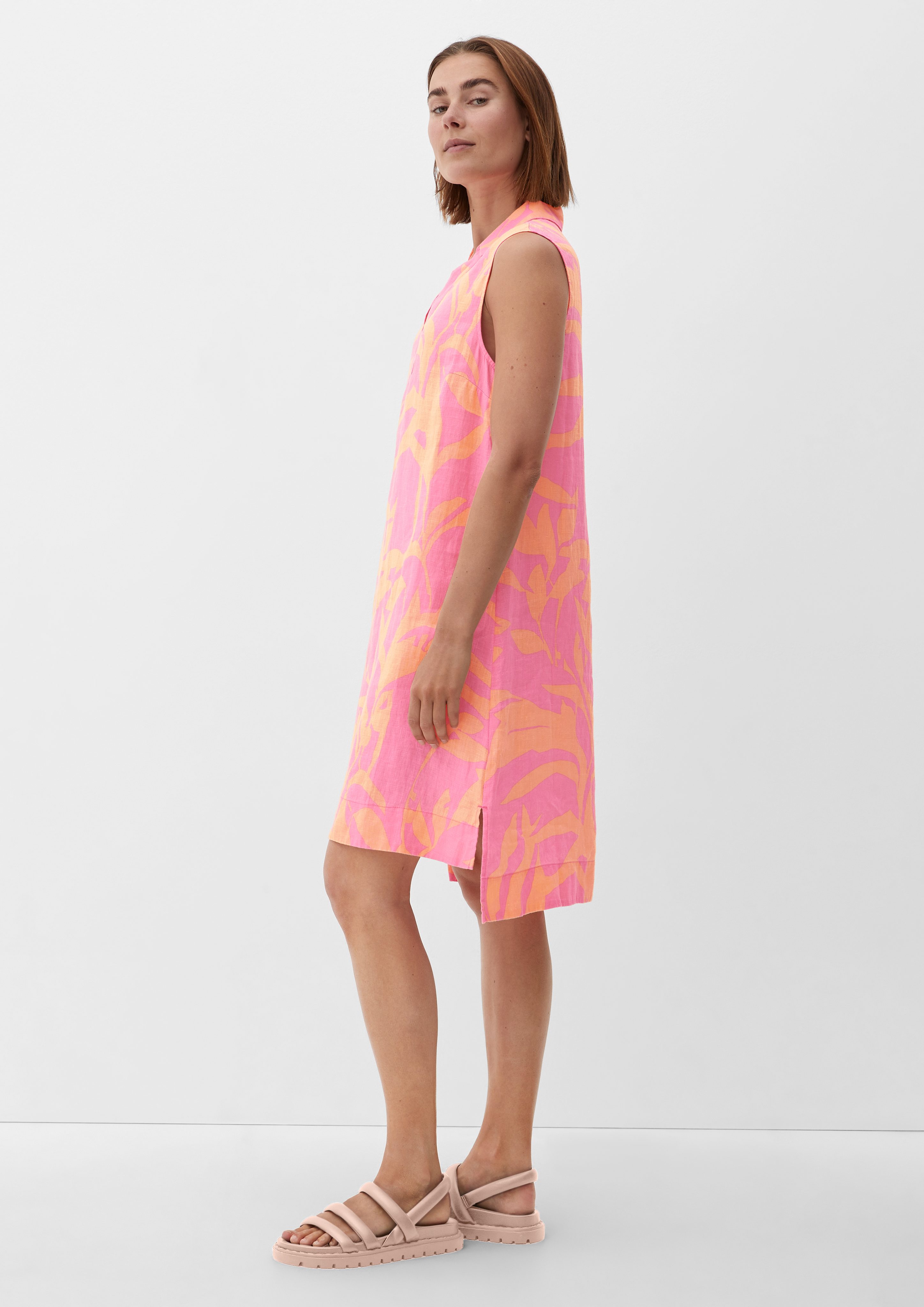 s.Oliver Minikleid Blusenkleid aus Leinen pink | Kleider