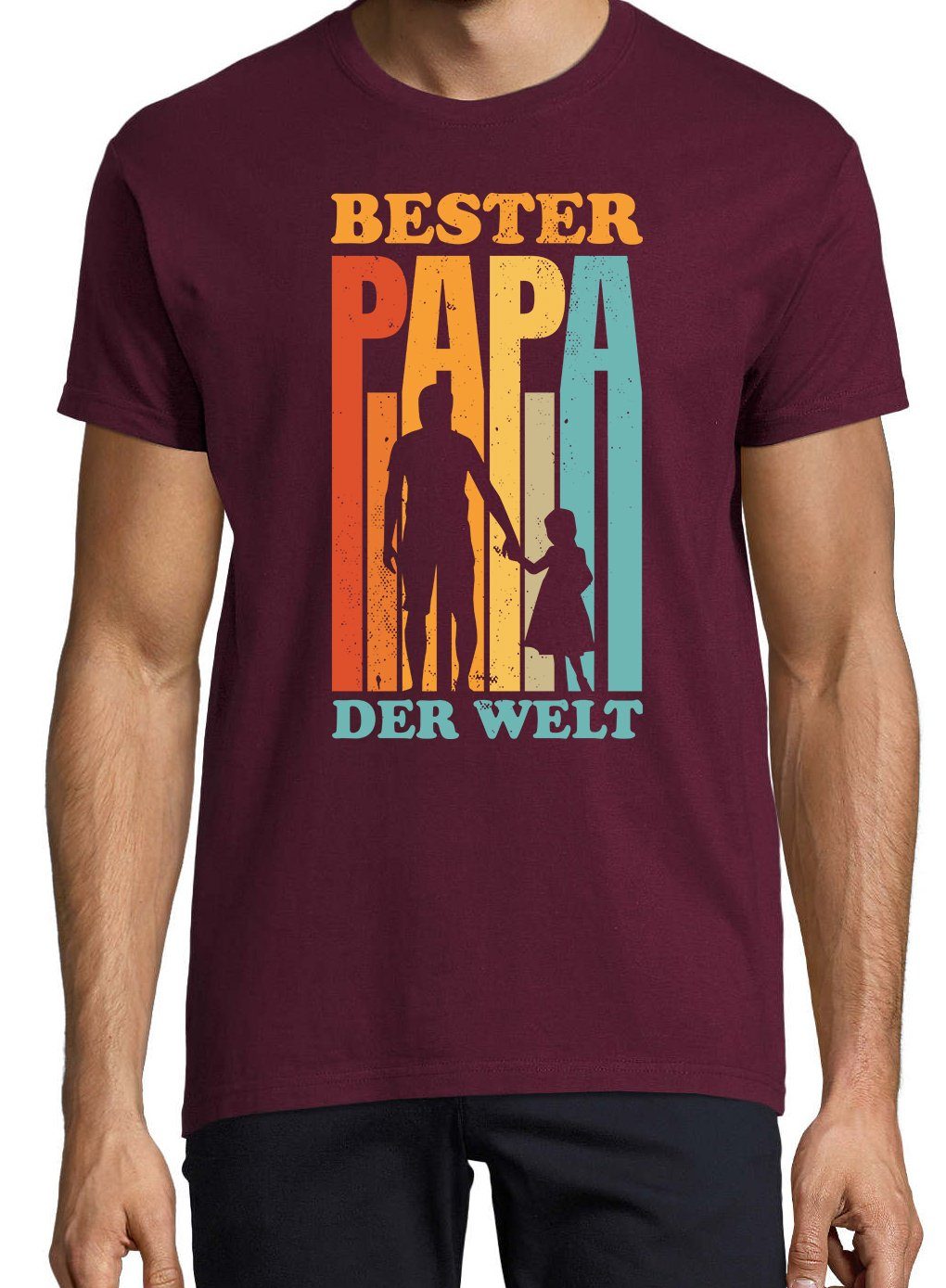 Burgund mit Youth Papa Print der "Bester Herren Spruch T-Shirt T-Shirt Welt" Designz