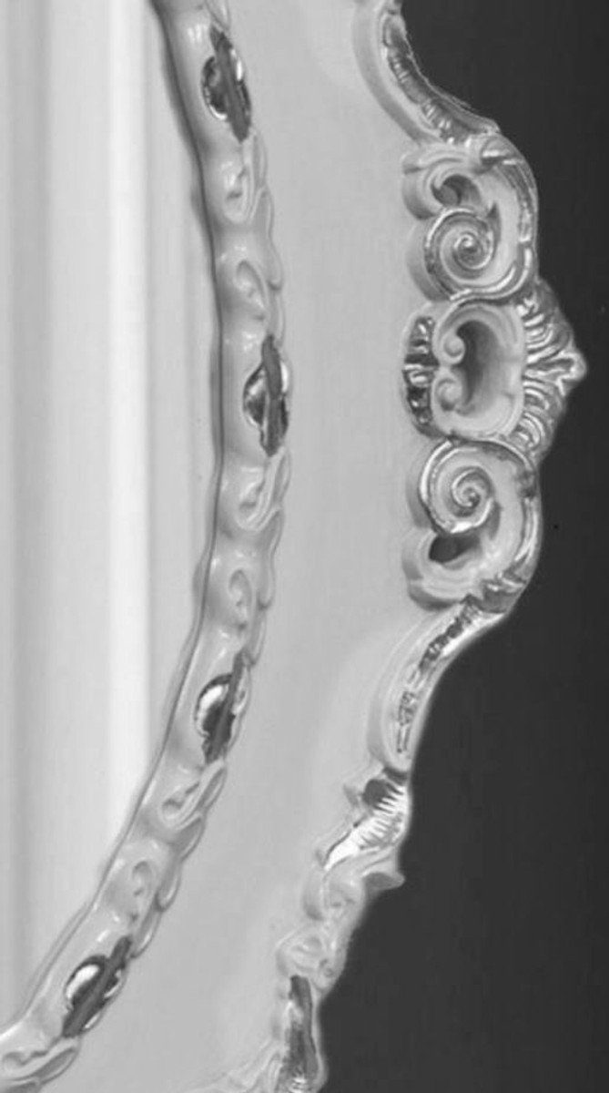 Wandspiegel cm Antik Ovaler x 84 Barock Padrino - Spiegel Barockspiegel x - Luxus Hellgrau H. 4 Casa Stil 104 Prunkvoll Silber / Edel &