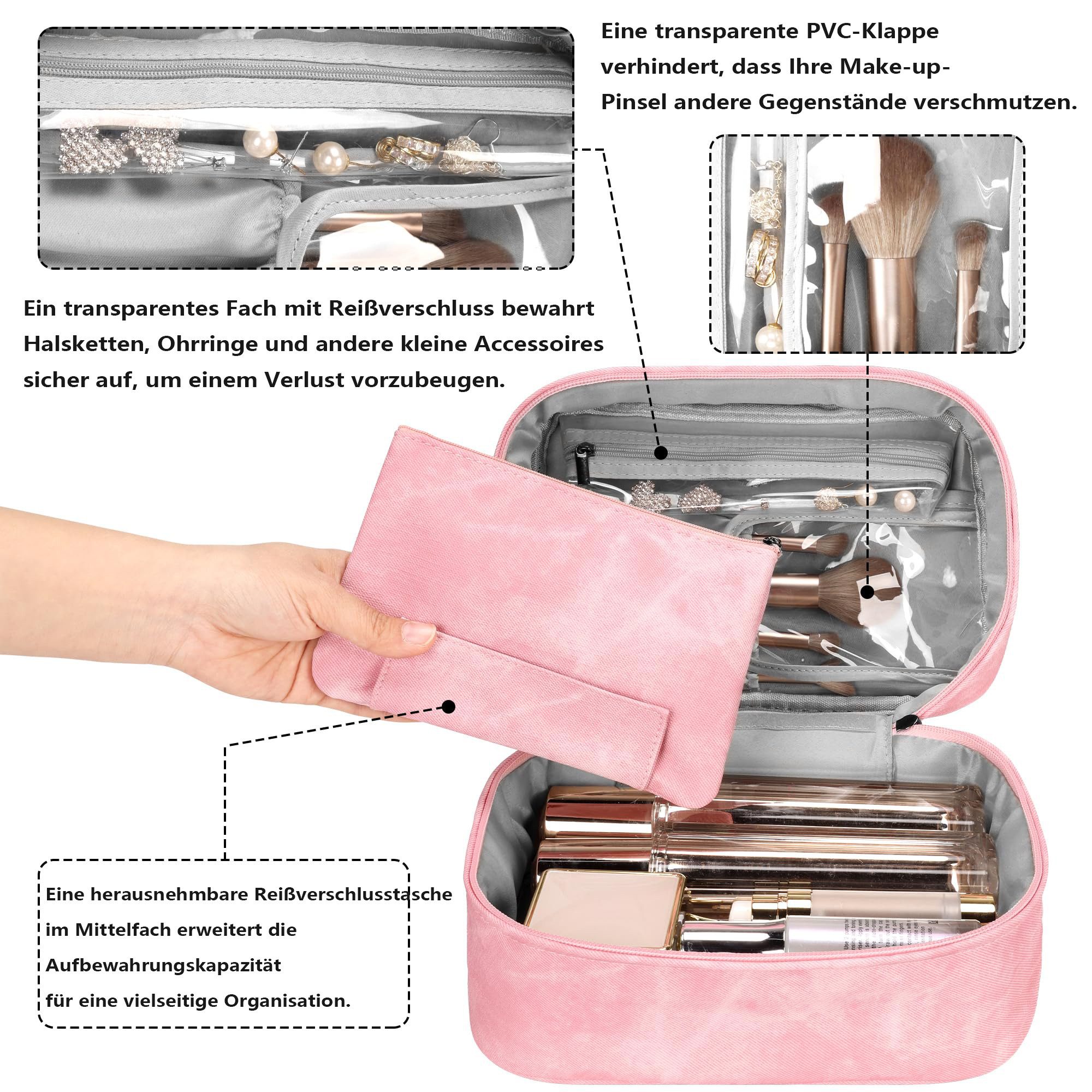 Zaewry Kosmetik-Koffer Kosmetiktasche Portable Reise Make Up Tasche, Kulturtasche, Makeup Organizer Kosmetiktasche Reise Tasche