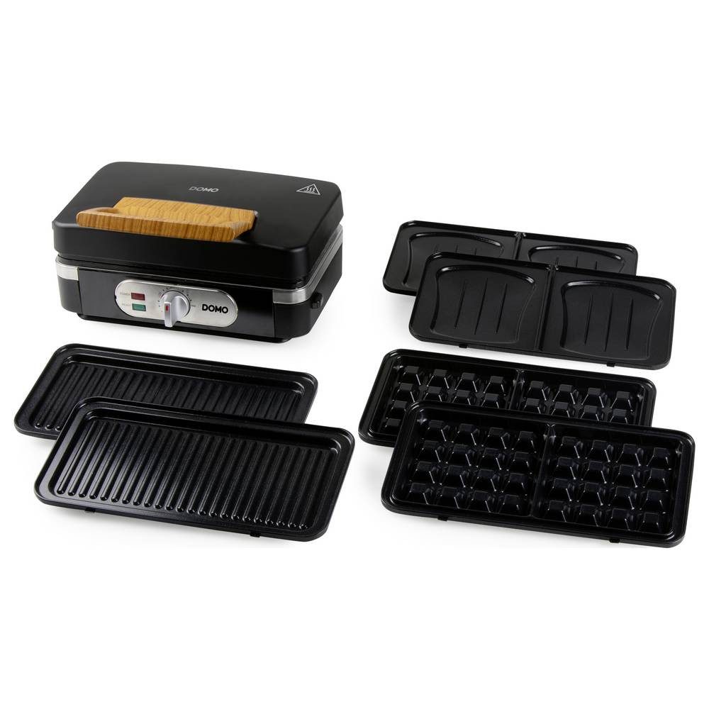 Domo Sandwichmaker SANDWICH-WAFFEL-GRILL 3-IN-1 INKY BLACK Sandwichmaker Schwarz DO9278C