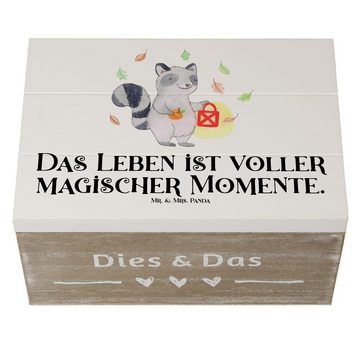 Mr. & Mrs. Panda Dekokiste 22 x 15 cm Waschbär Laterne - Weiß - Geschenk, Geschenke, Dekoration, (1 St), Einschlagscharniere