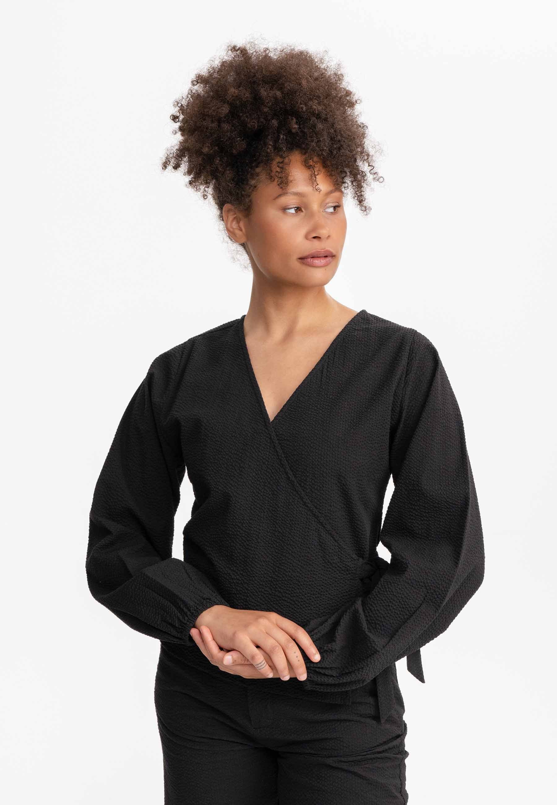 MELA Langarmbluse Damen Wickelbluse LILAM clean günstig online kaufen