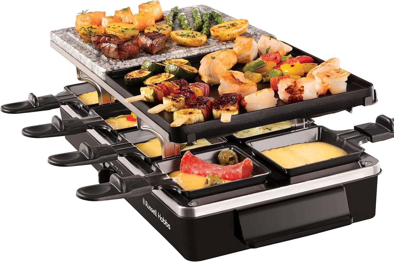 RUSSELL HOBBS Raclette 26280-56, 8 Raclettepfännchen, 1400 W, Grill für 8 Personen, Multi-Grill