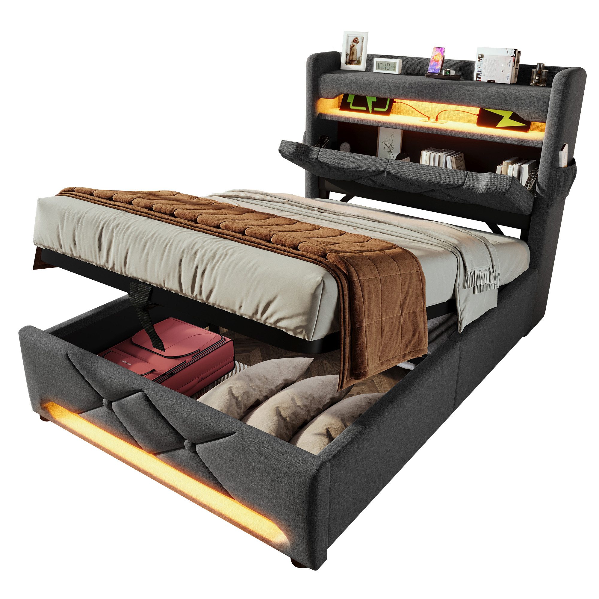 REDOM Polsterbett Modernes Bett mit Ladefunktion günstig online kaufen