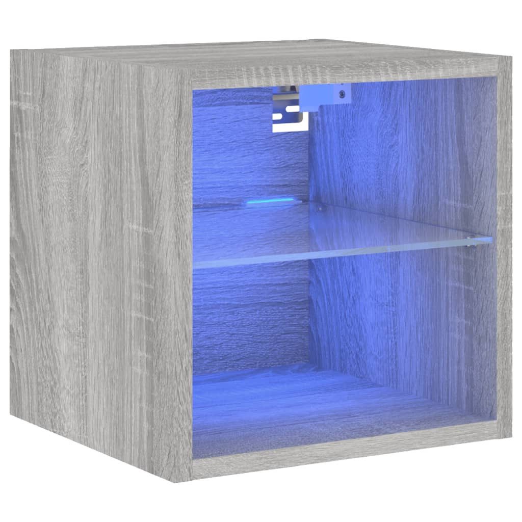 vidaXL TV-Wand TV-Wandschrank mit LED-Leuchten Grau günstig online kaufen