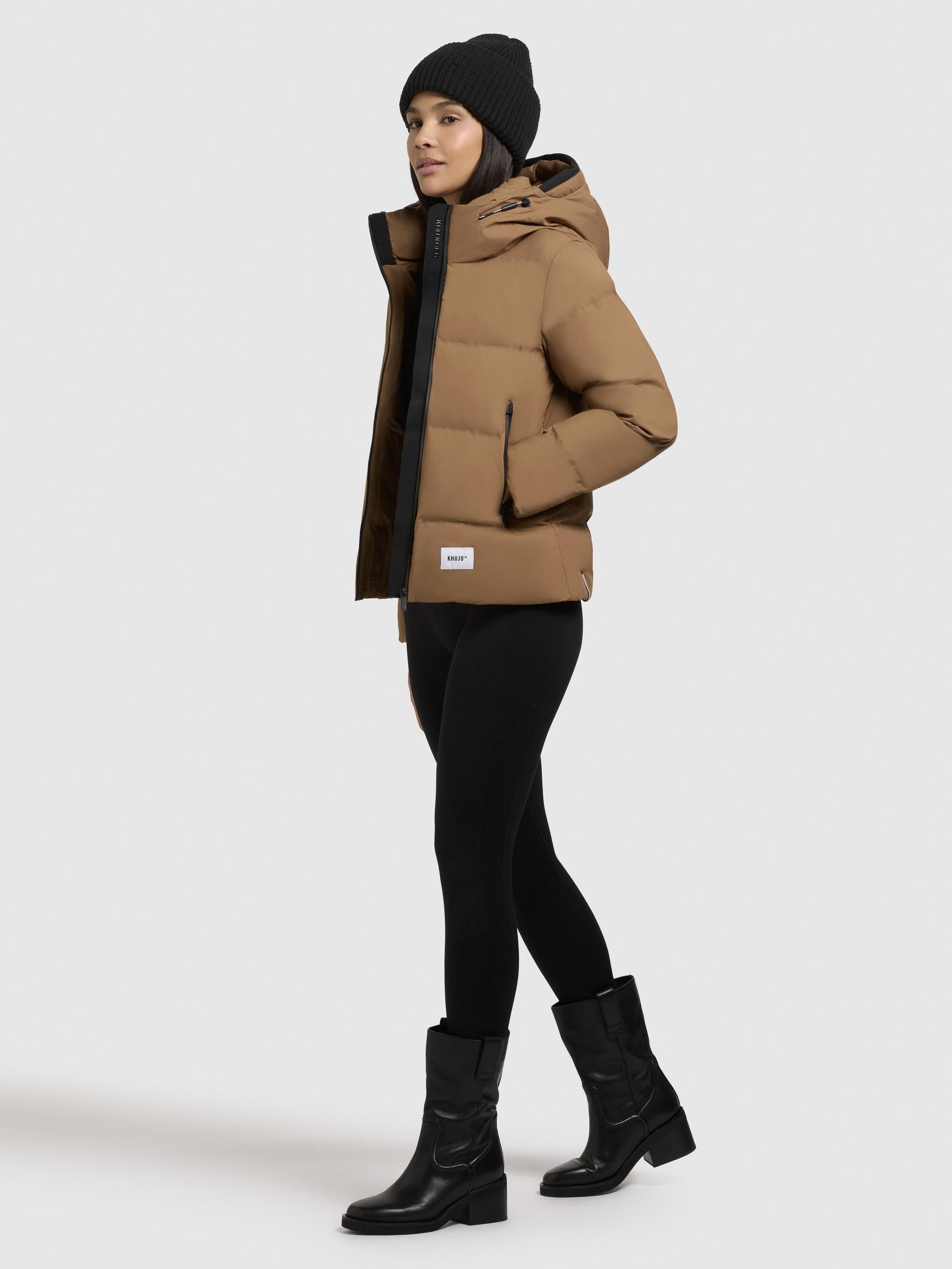 khujo Winterjacke Liev-YM Warme gesteppte Damen Kapuzenjacke