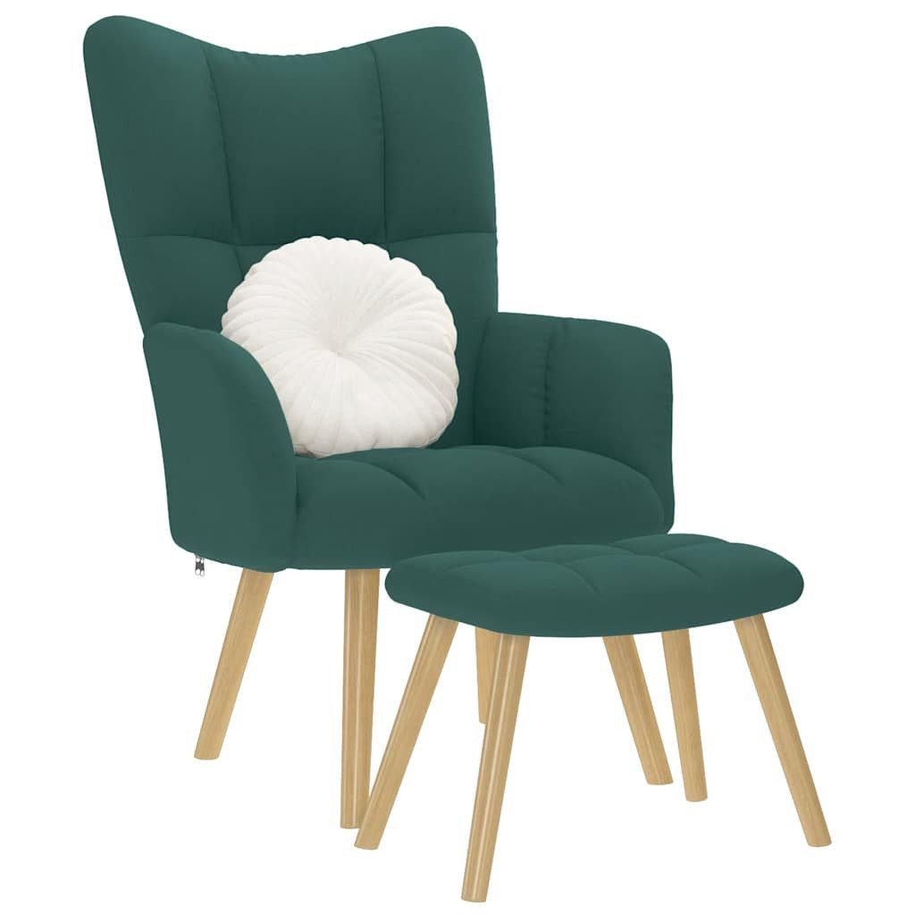 Sessel Relaxsessel mit Hocker Dunkelgrün Stoff