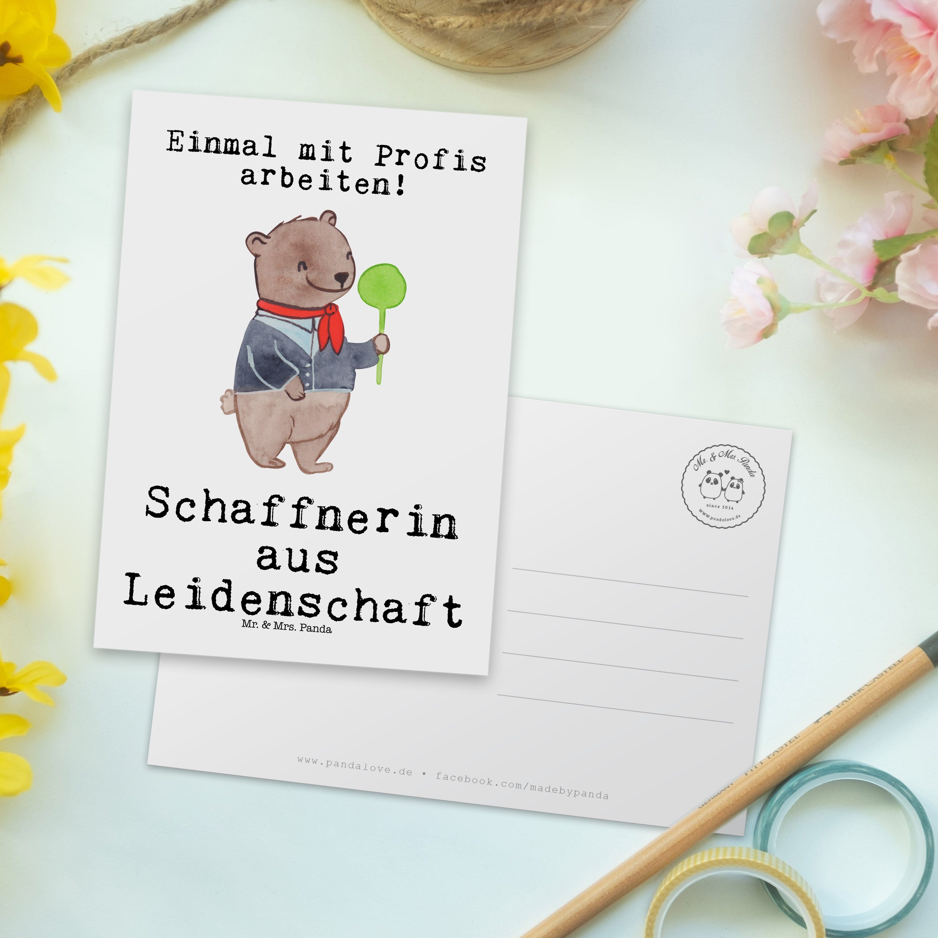 Mr. & Schaffnerin Weiß Postkarte Mrs. - aus Beruf, Panda Karte, - Leidenschaft Geschenk, Einladu