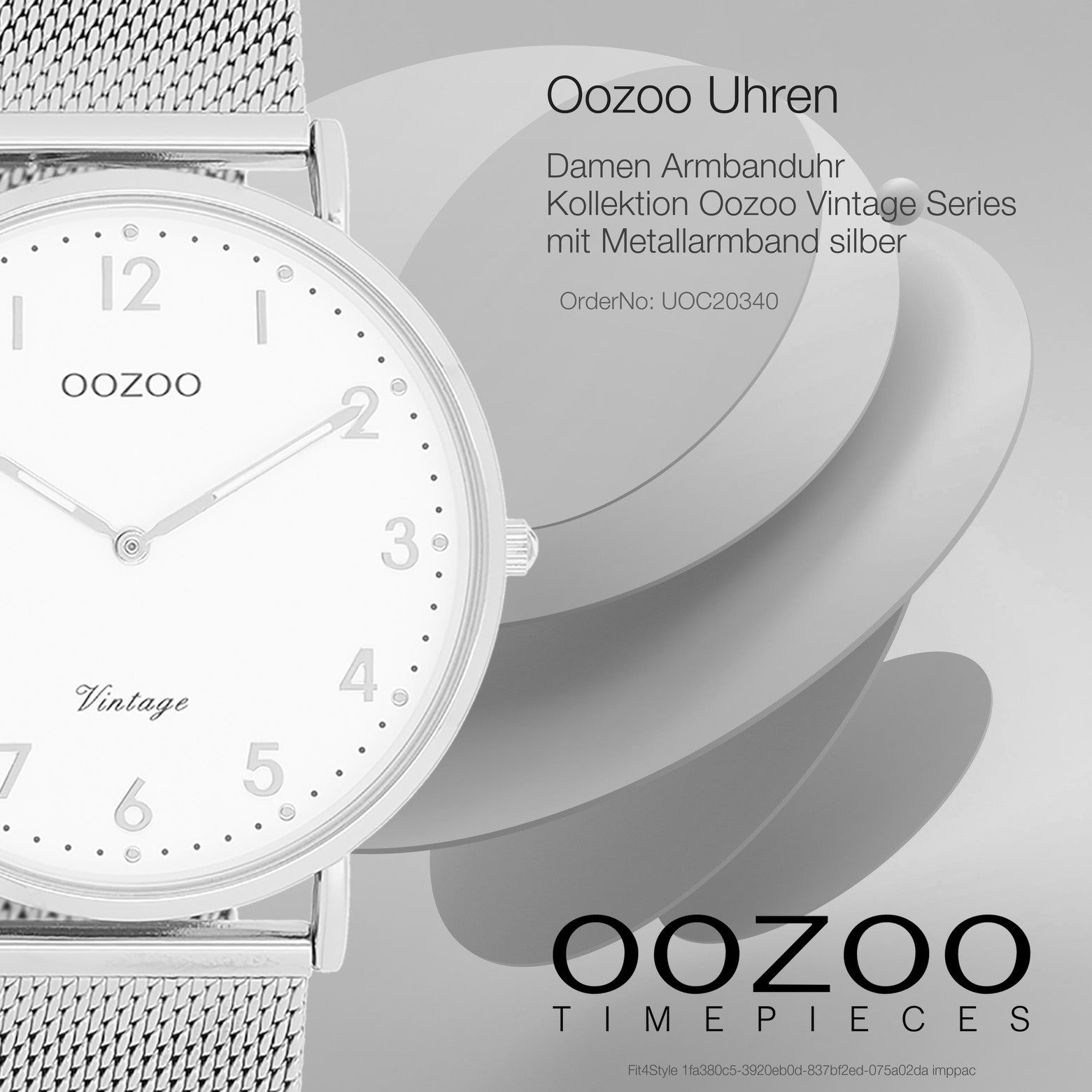 OOZOO Quarzuhr Oozoo Unisex Armbanduhr Vintage Series, (Analoguhr), Damen, Herrenuhr rund, groß (ca. 40mm) Metallarmband, Fashion-Style