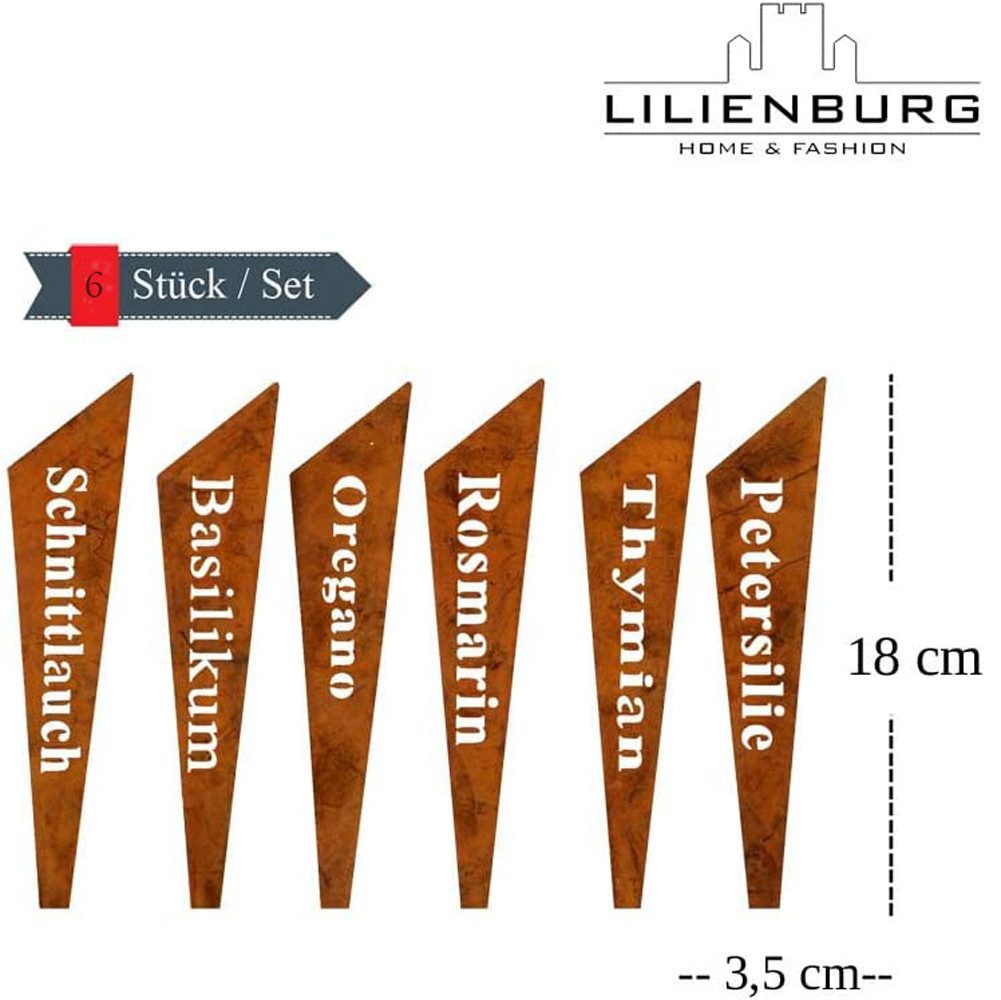 LB H&F Lilienburg Gartenstecker 6er SET Kräuterstecker Metall Metallstecker günstig online kaufen