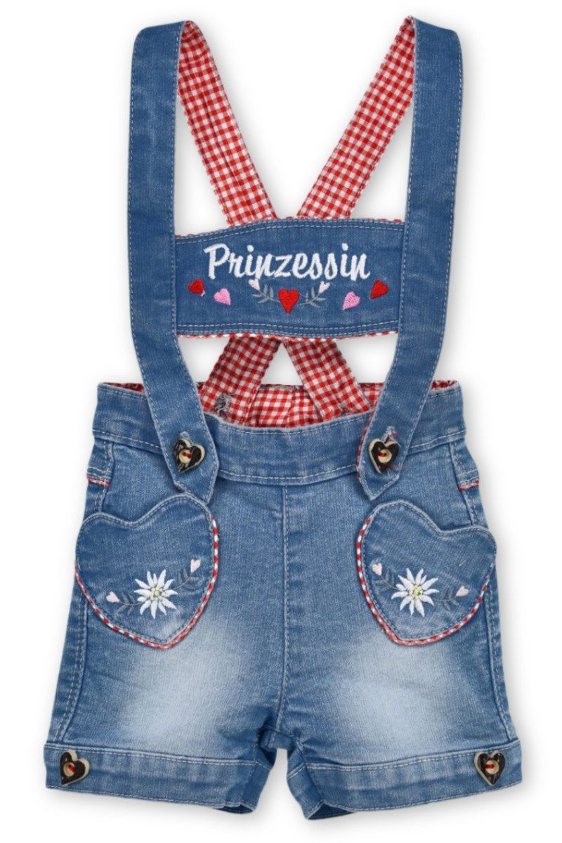 Lederhose Trachtenjeans Baby/Kleinkind - PRINZESSIN/HOSENTRÄGER - blue denim