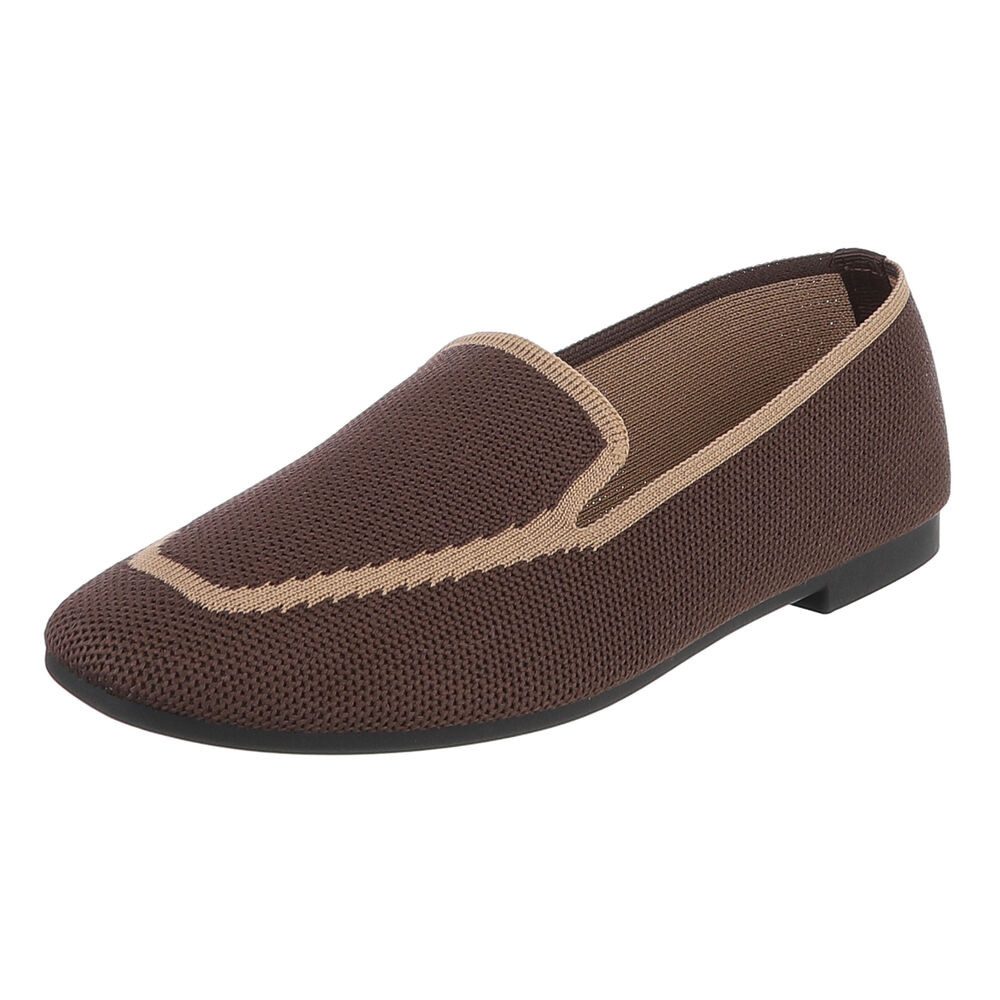 Ital-Design Atmungsaktiver Slipper für Damen – Komfort und Stil Slipper (91261205) Blockabsatz Mokassins in Braun