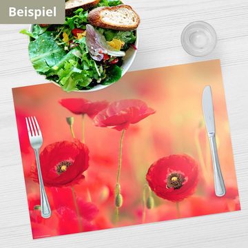 Platzset, Tischset Frühling, Ostern & Blumen - Rote Mohnblumen, Tischsetmacher, (aus Naturpapier in Aufbewahrungsmappe, 12-St., 44 x 32 cm / rot), Made in Germany
