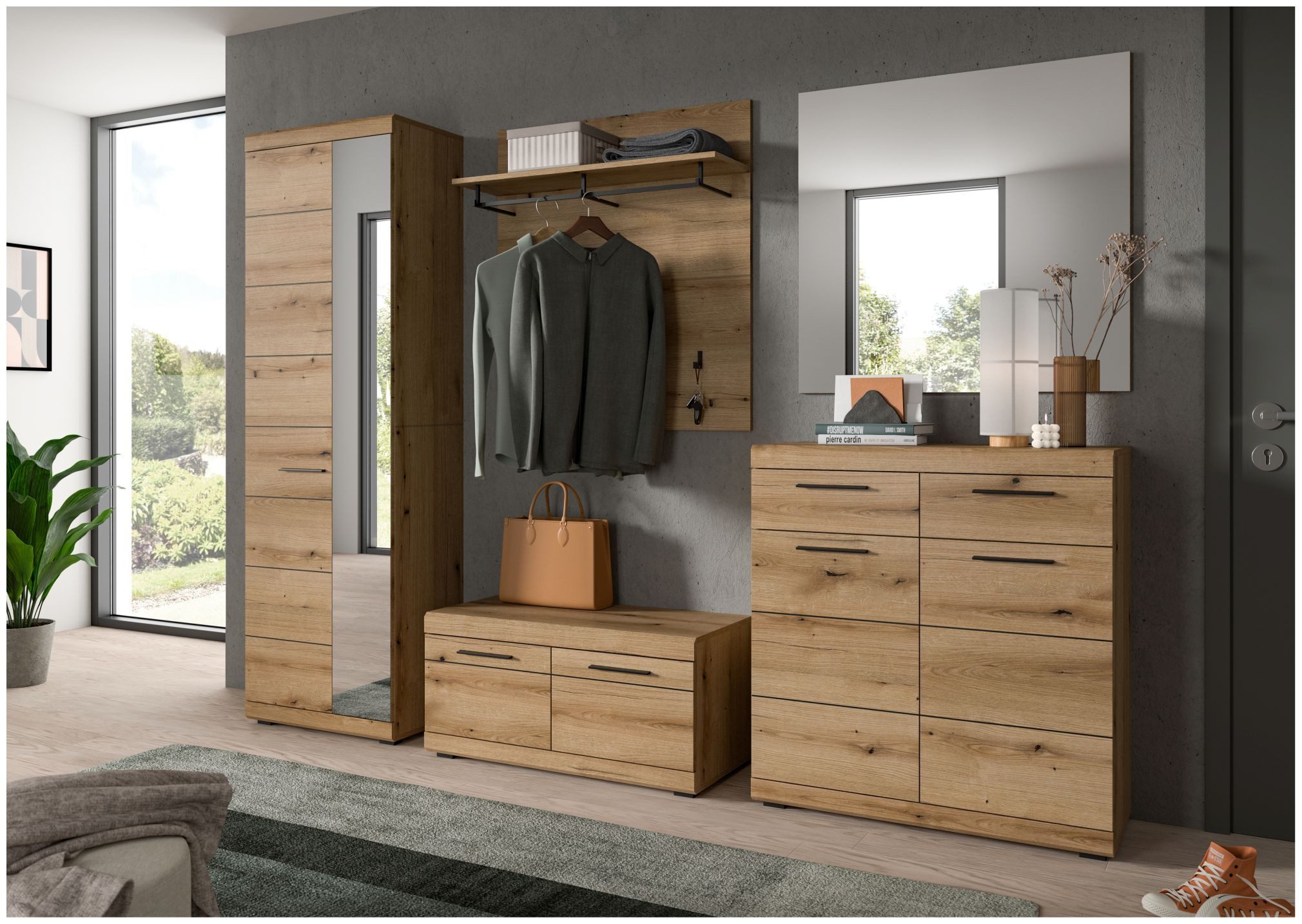 xonox.home Wandspiegel, Evoke Oak Nachbildung Melamin Modern 90x87x2 cm